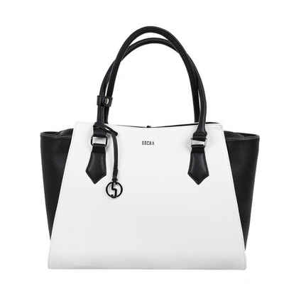 SOCHA Laptoptasche Caddy Black & White 15.6 Zoll (klassisch, elegant, RFID-Schutz, geringes Gewicht), Synthetik - Vollausstattung - Laptopfach herausnehmbar