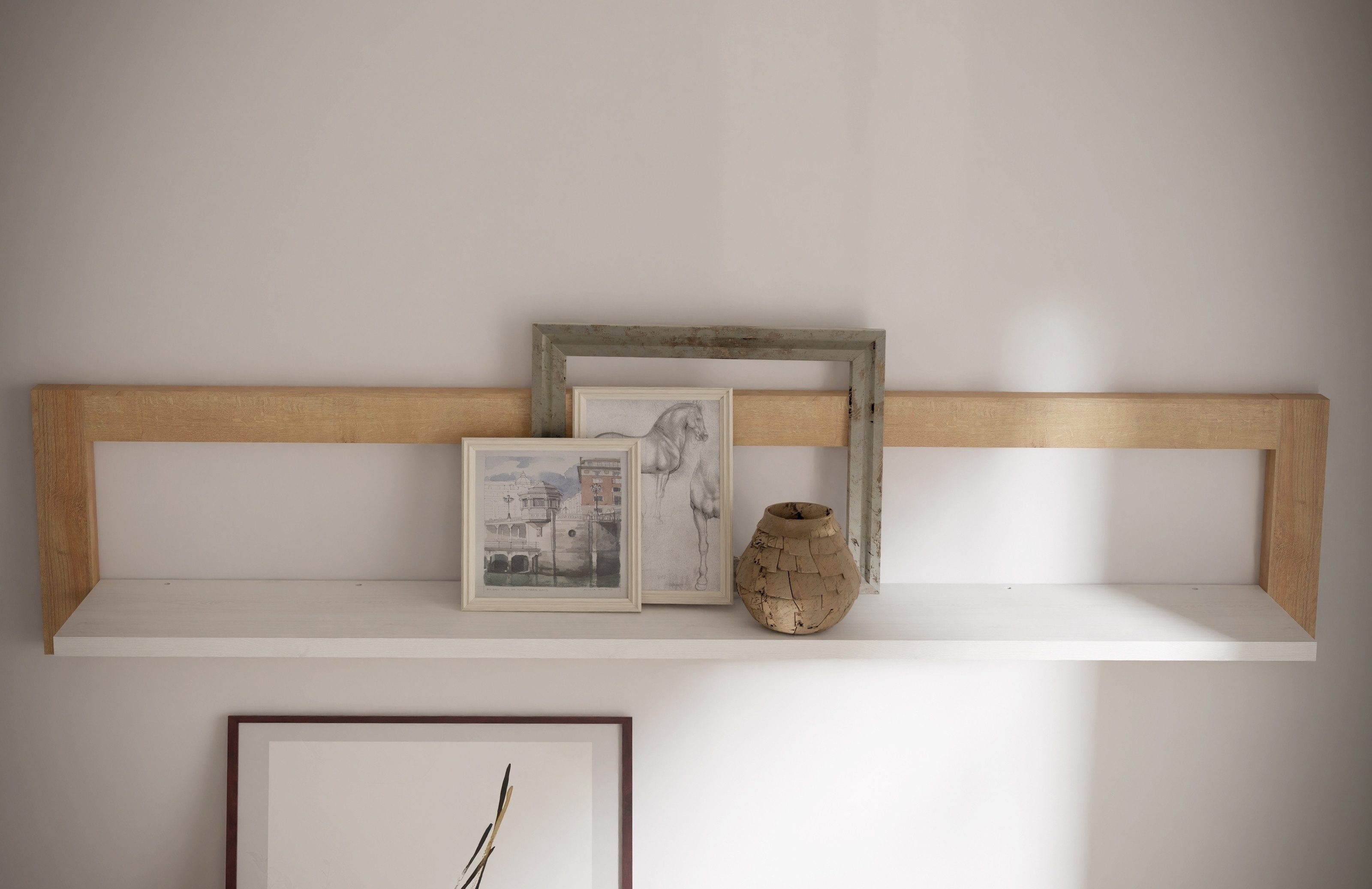 FORTE Wandregal in Schnee Eiche/ Riviera Eiche Dekor - 150x32x20,4cm (BxHxT)