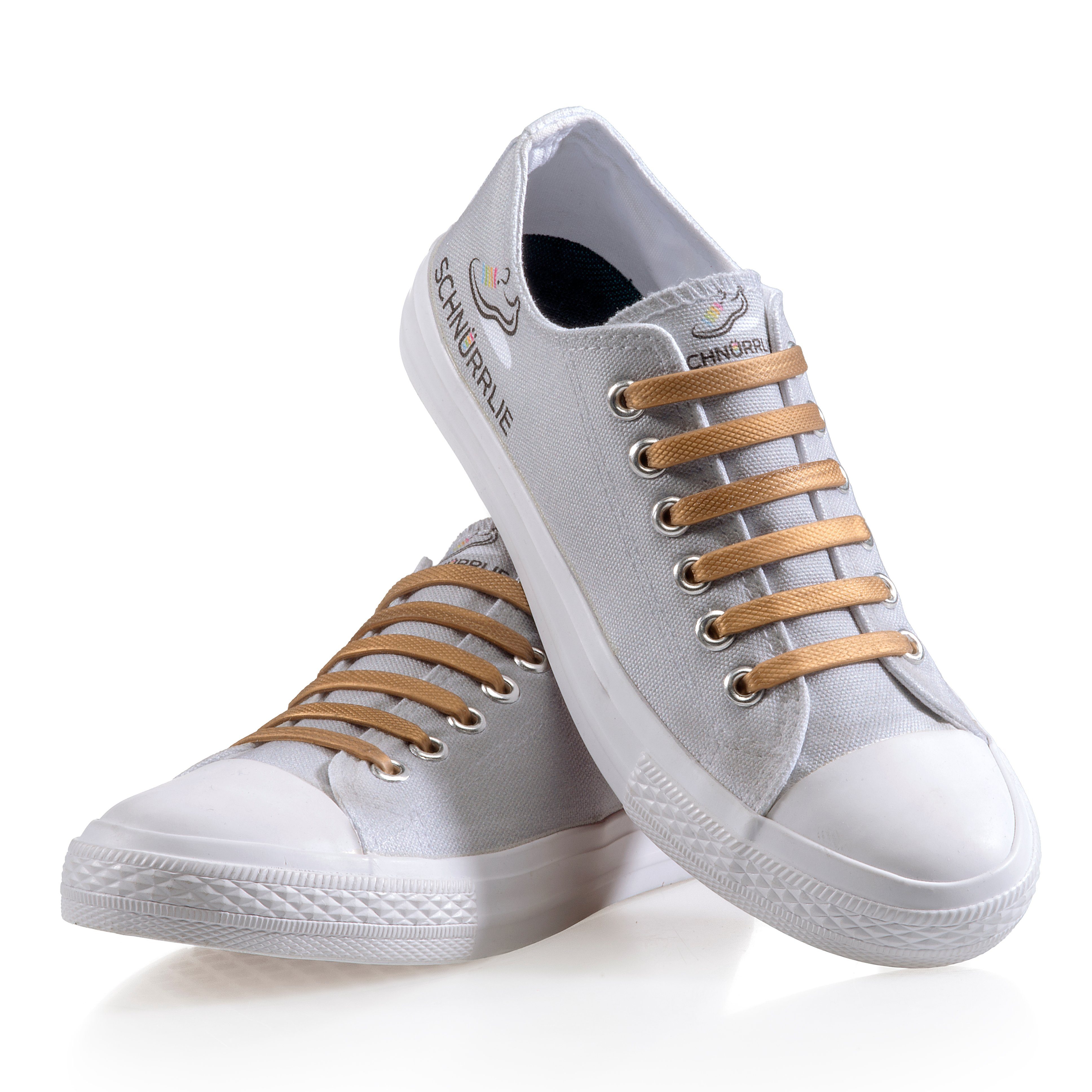 SCHNÜRRLIE Schnürsenkel Silikon Schnürbänder - Sneaker, Sportschuhe Laces, uvm Turnschuhe, flache Gold elastische für