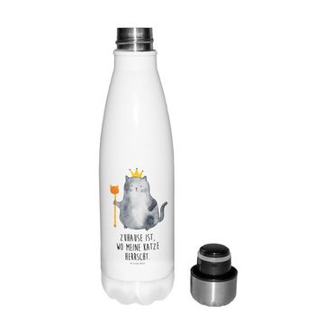 Mr. & Mrs. Panda Thermoflasche Katze König - Weiß - Geschenk, Trinkflasche, Queen, Thermos, Familie, Liebevolle Designs