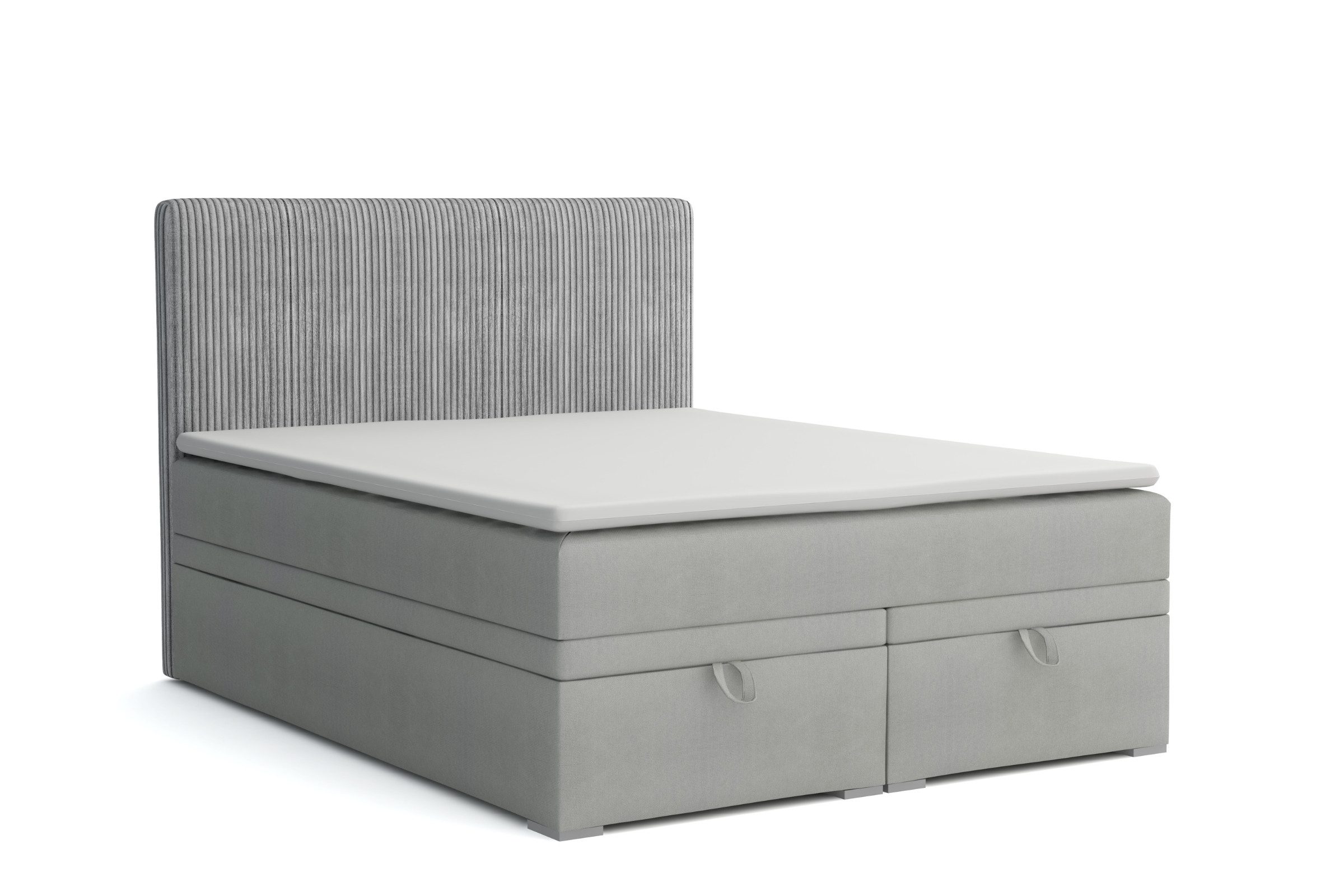 Deine Möbel 24 Boxspringbett DAGA Boxbett Polsterbett Komplettbett Bett mit einer Matratze H4 (Taschenfederkernmatratzen 7 Zonen H4 Grau Hellgrau Schwarz Anthrazit Beige Samt Velour, 3-St., Taschen-federkernmatratze 7 Zonen H4 PREMIUM Bett), inkl Topper, Bettkasten 120x200 140x200 160x200 180x200 200x200