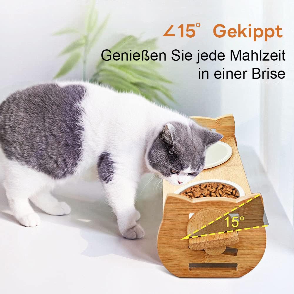 Rywell Futternapf verstellbar Hundenapf & Katzennapf Futterstation für Katze/Kleiner, Keramik, verstellbar Futterstationen mit Vier Höheneinstellungen, 350ml