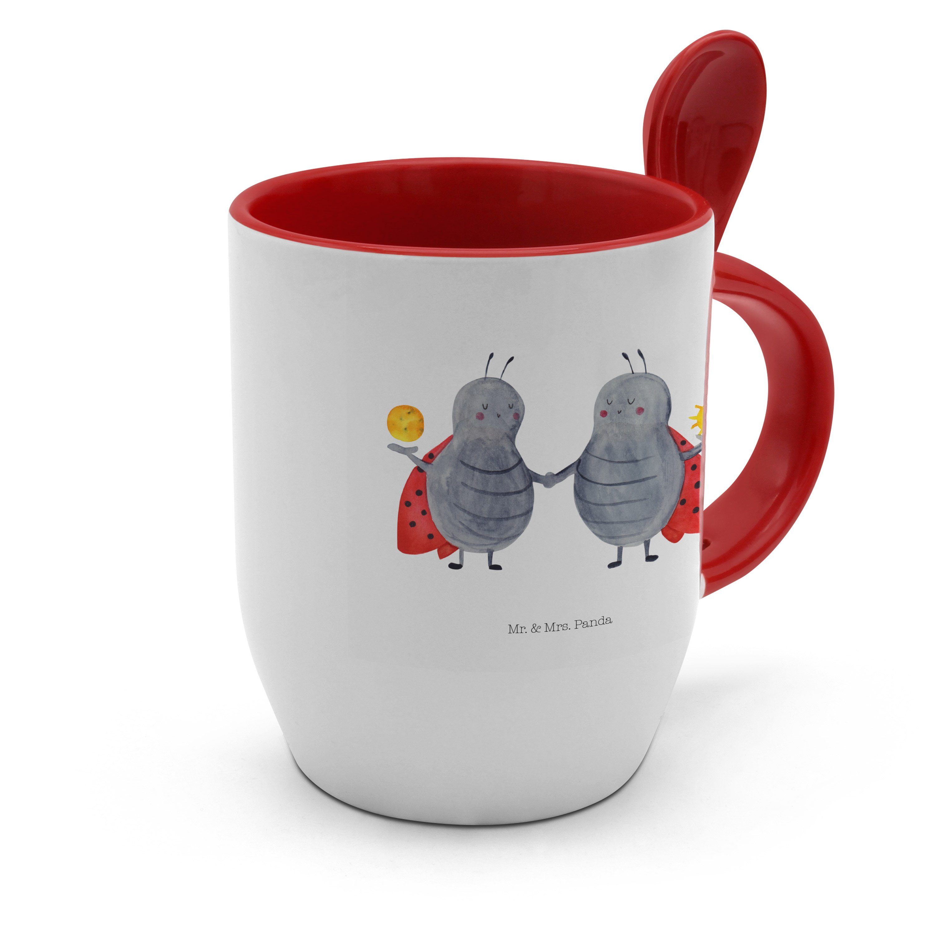 Mr. & Mrs. Panda Keramik - Tasse mit Tasse Zwillingsbruder, - S, Geschenk, Zwilling Weiß Sternzeichen