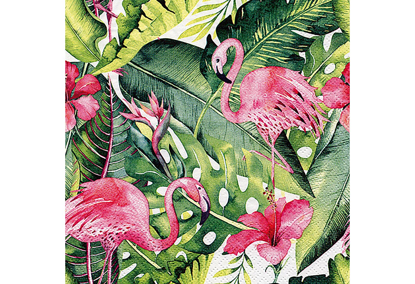 ti-flair Papierserviette, Servietten Papier 33x33cm 3-lagig Flamingo Motiv 20 Stück Rosa / Grün