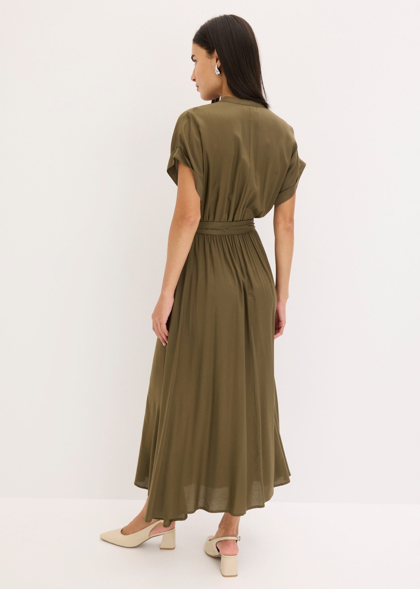 bonprix Hemdblusenkleid für stilvollen Auftritt, aus Viskose, ausgestellte Passform