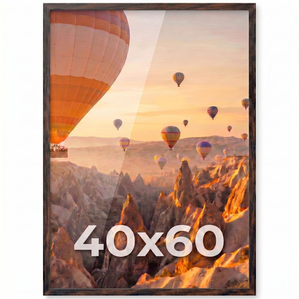 PHOTOLINI Bilderrahmen modern mit bruchsicherem Acrylglas, Holz MDF für Fotos & Poster, für 1 Bilder (1 Einzelrahmen), Posterrahmen 40x60 cm zum Aufhängen