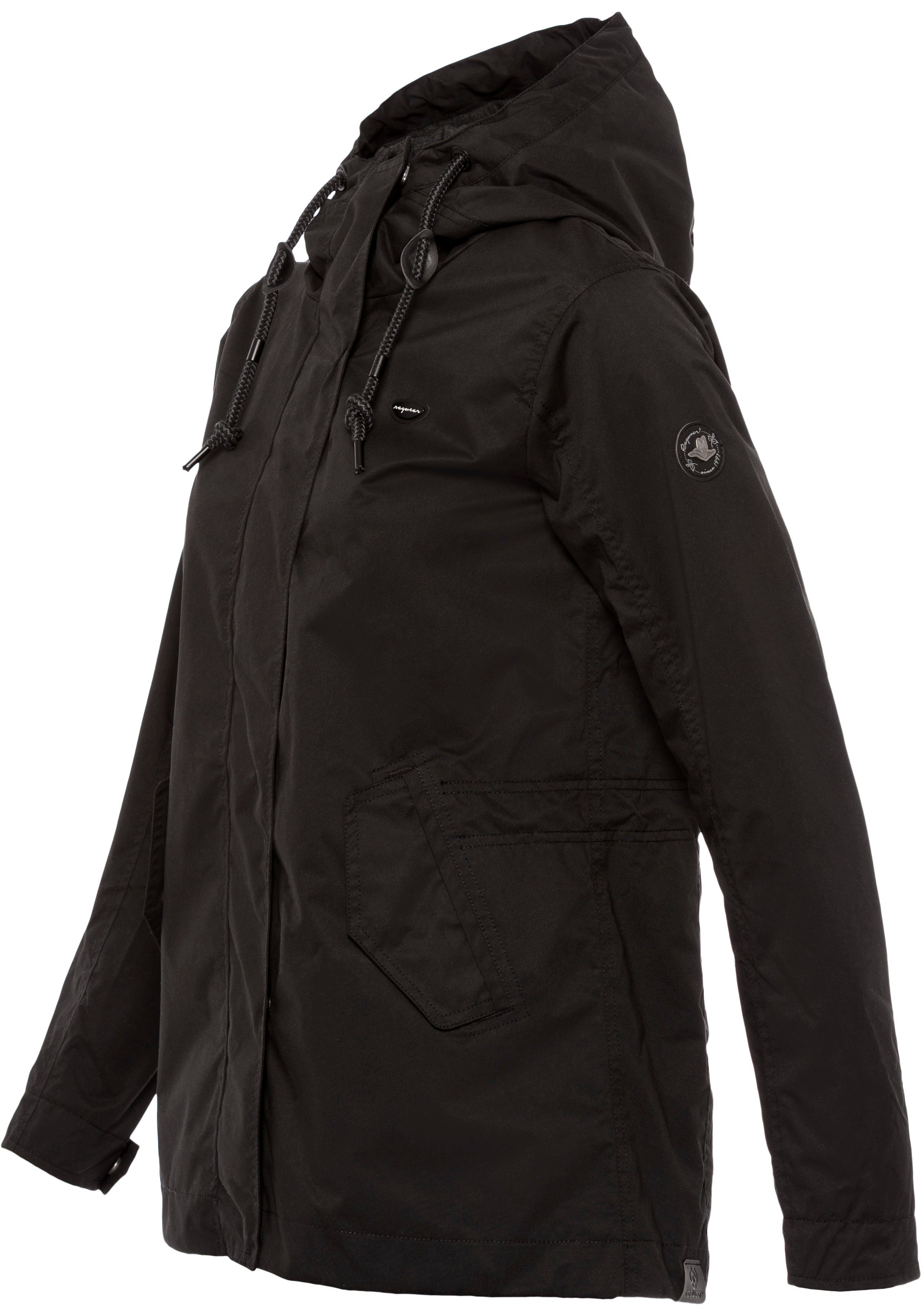 Ragwear stylische Übergangsjacke Waterproof black fabric 1010 Funktionsjacke LENCA