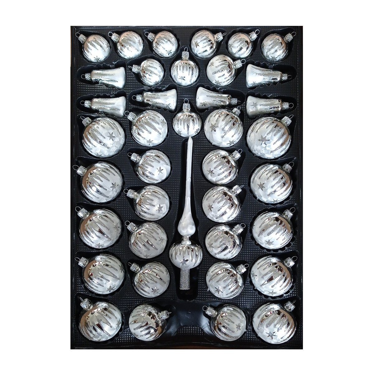 Nostalgie Christbaumschmuck Thüringen Christbaumschmuck SET Christbaumschmuck Glas mit Zackendekor (39-tlg)
