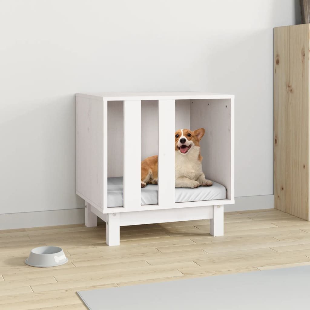 vidaXL Hundehütte, Hundehaus Weiß 50x40x52 cm Massivholz Kiefer
