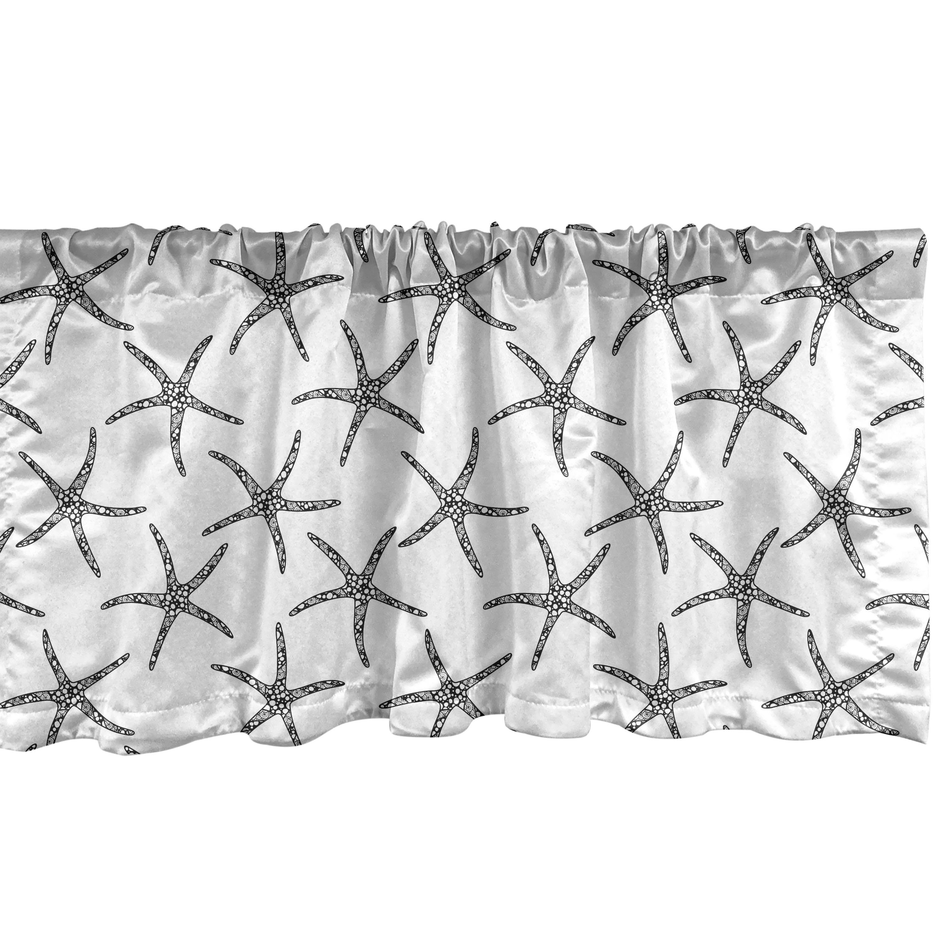 Scheibengardine Vorhang Volant für Küche Schlafzimmer Dekor mit Stangentasche, Abakuhaus, Microfaser, Zentangle Marine Entwurf von Starfish