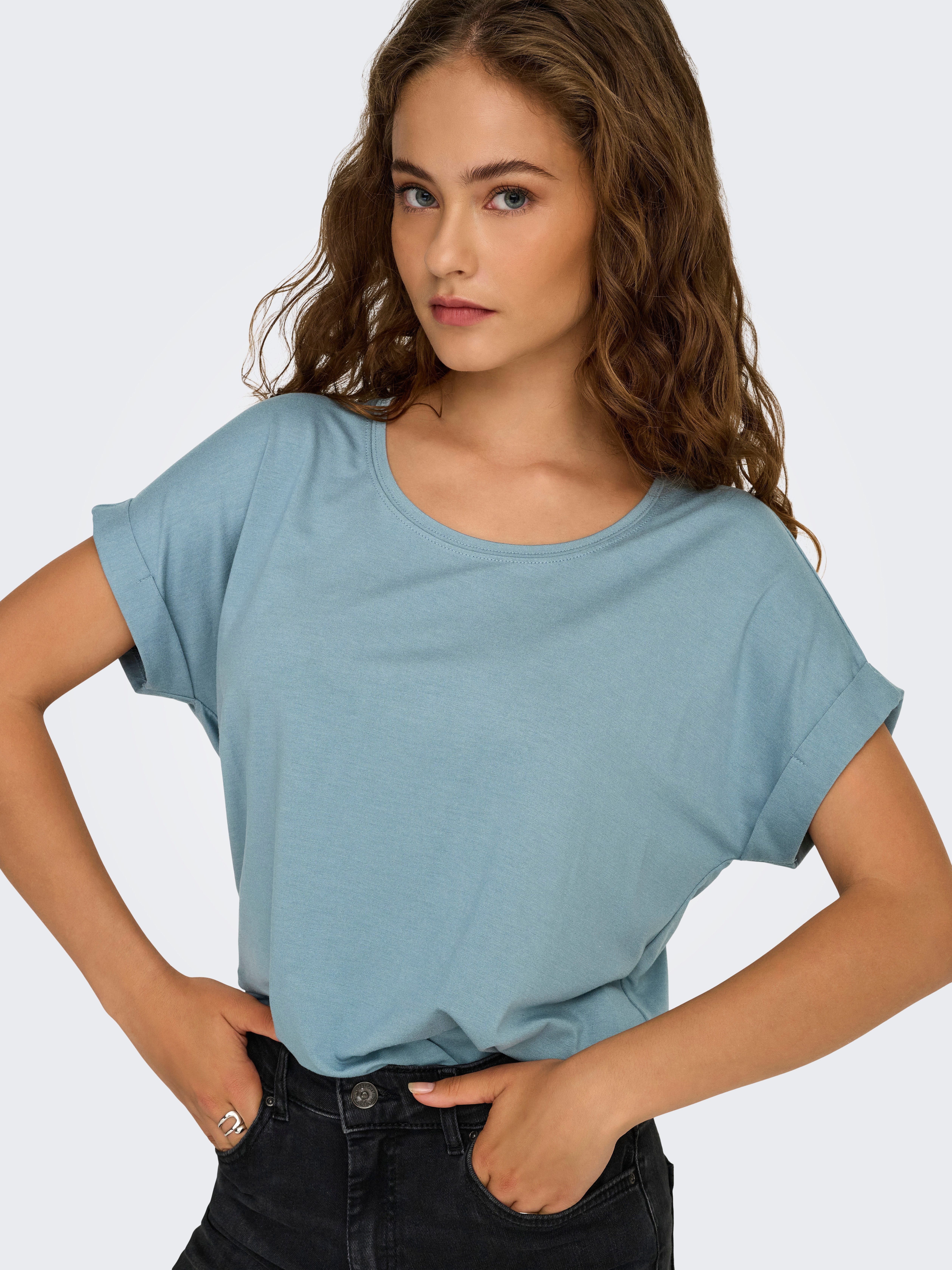 ONLY T-Shirt ONLMOSTER – Kurzarmshirt mit Aufschlag und klassischem Look Viskosemischung, regular fit