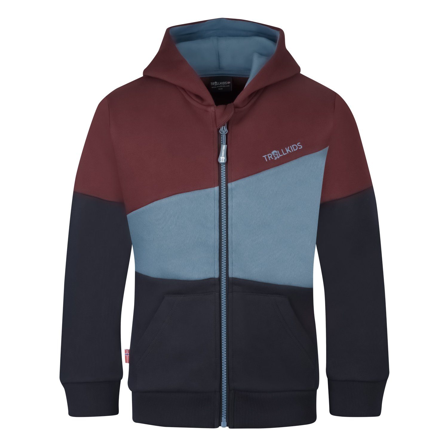 TROLLKIDS Kapuzenpullover Alesund Kastanienbraun/Stahlblau/Schwarz