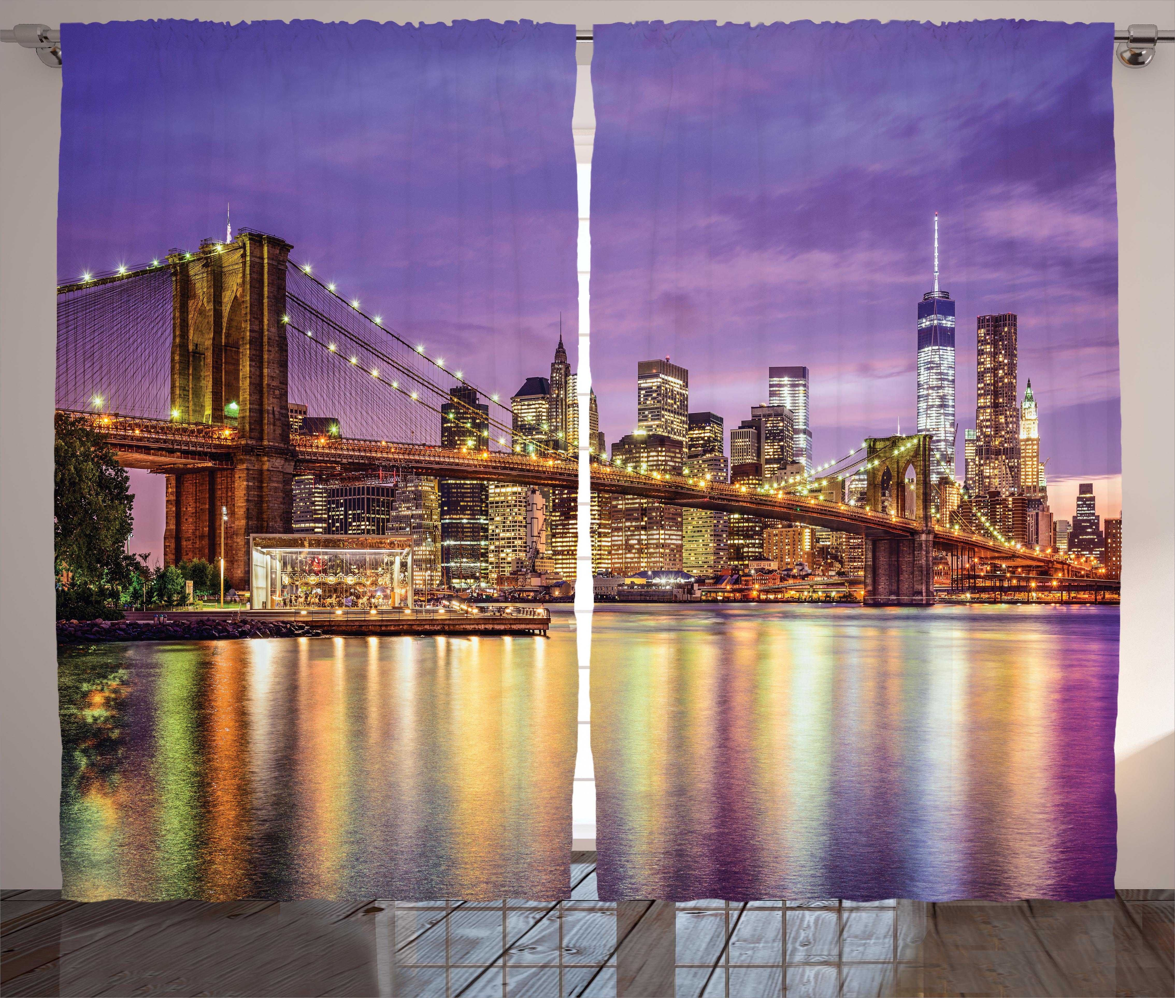 Gardine Schlafzimmer Kräuselband Vorhang mit Schlaufen und Haken, Abakuhaus, Stadt leben Broadway-Landschaft NYC