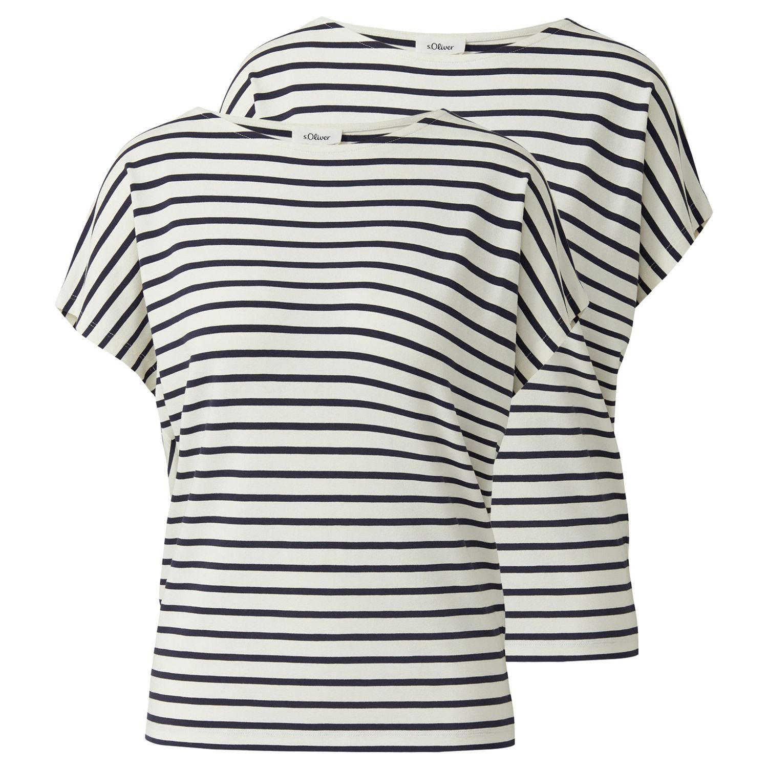 s.Oliver T-Shirt (Set) lockeres Shirt mit überschnittenen Schultern im 2er Sparpack