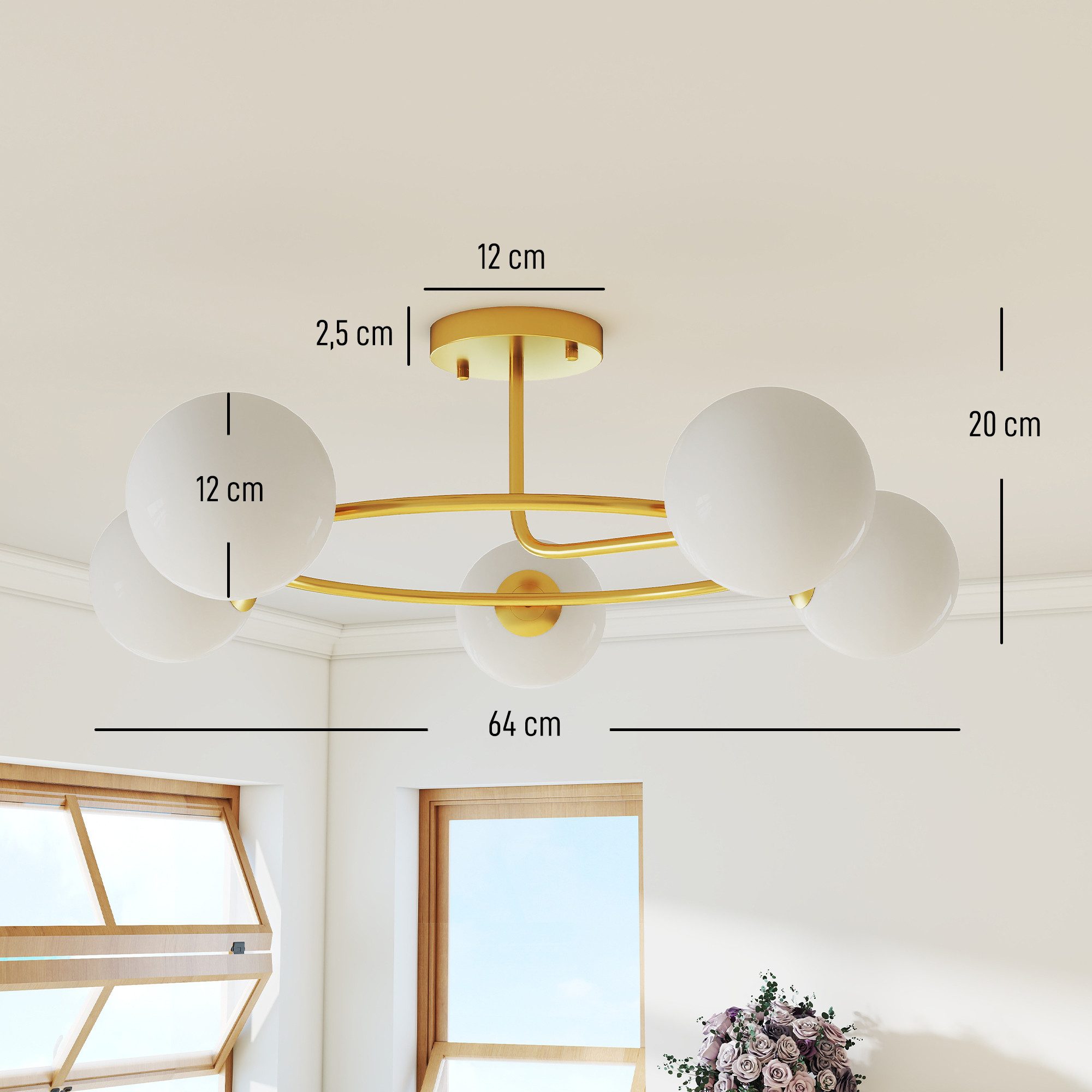 HOMCOM Deckenleuchte Deckenlampe mit 5 G9-Fassungen, ohne Leuchtmittel, 5-flammig, G9-Fassung, Ringdesign