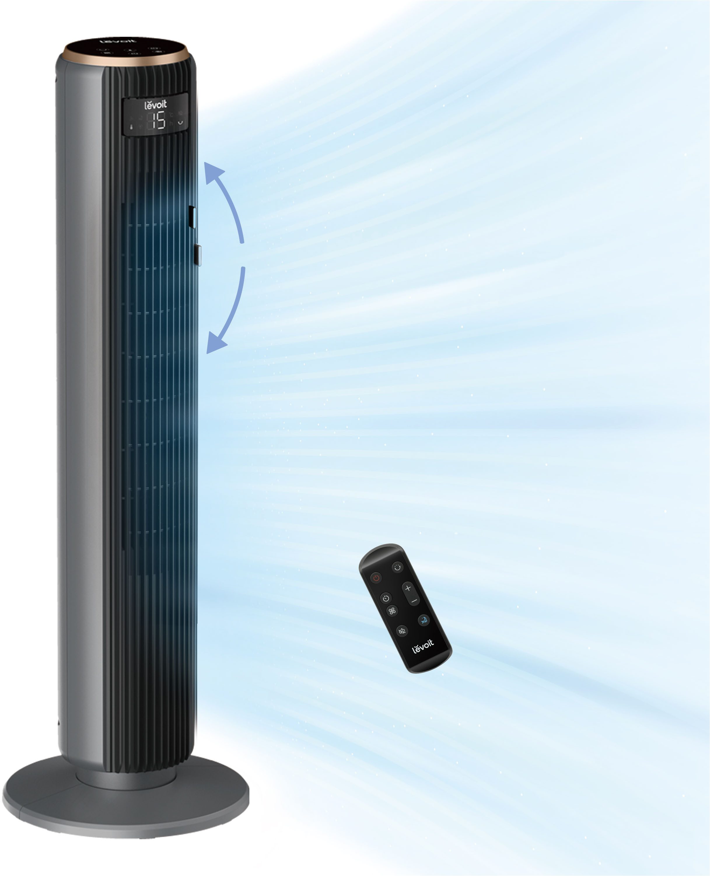 Levoit Turmventilator Temosense 36 DC, mit Fernbedienung, oszillierend, 15 Lüftergeschwindigkeiten
