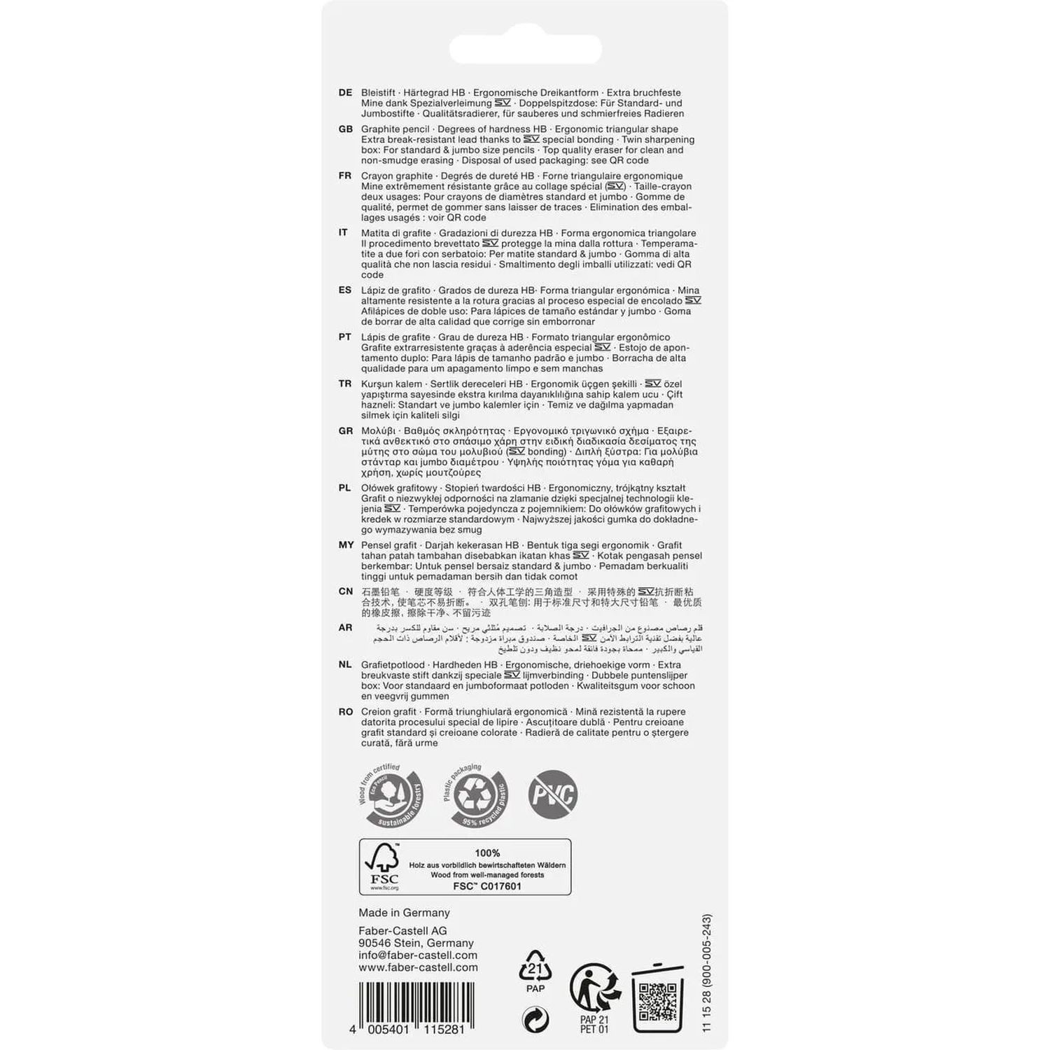 Faber-Castell Bleistift Schreibset Einhorn Jumbo Bleistift mit Radierer und Spitzer, Bruchgeschützte Mine durch SV Spezialverleimung