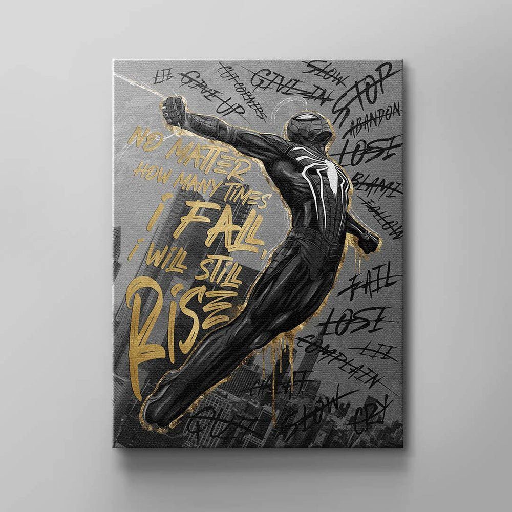 DOTCOMCANVAS® Leinwandbild, Leinwand Wandbild Motivations-Ass-Kartensymbol Pik Schwarz Gold Ace ohne Rahmen