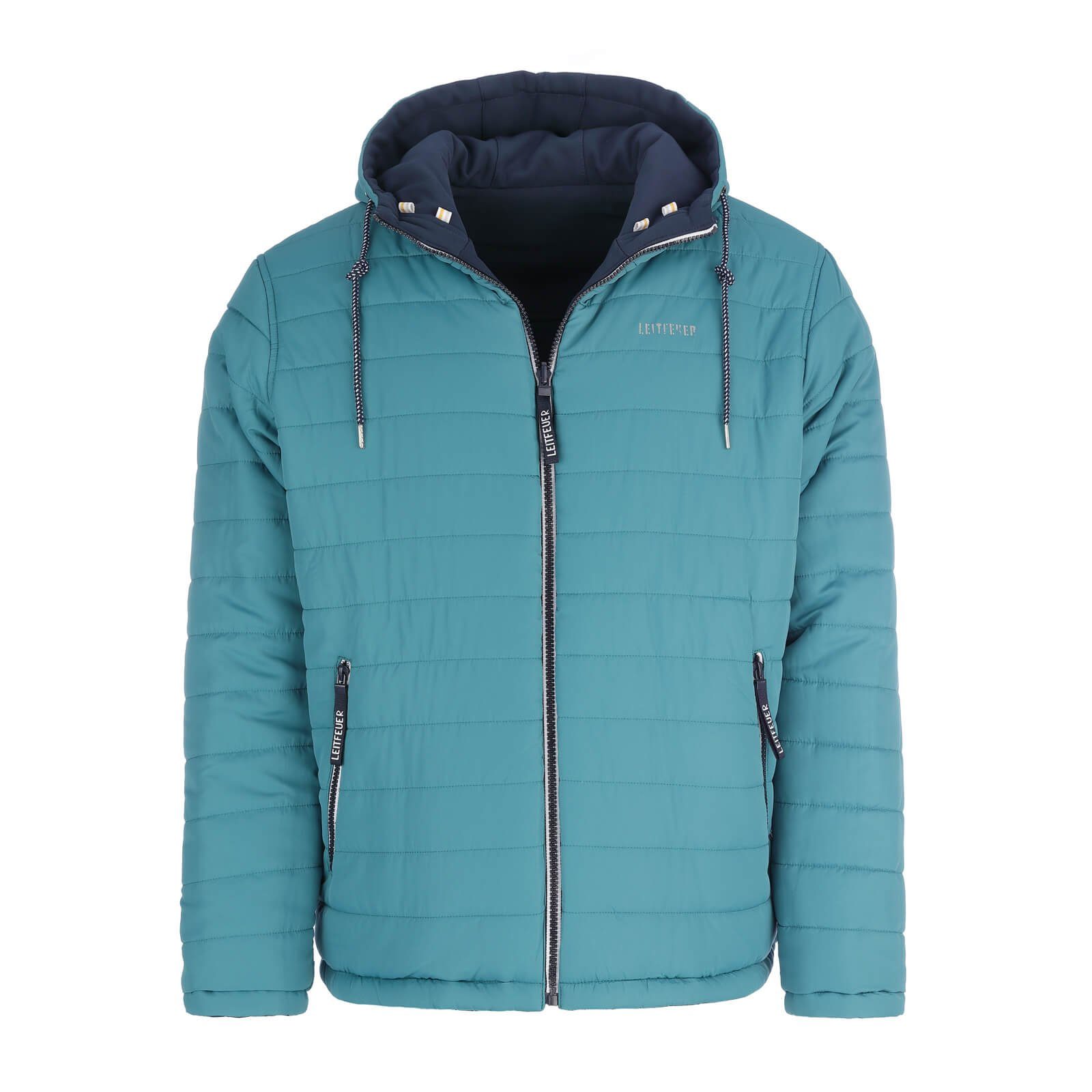 Leitfeuer Wendejacke Winterjacke petrol/dunkelblau Herren - warme Kapuzenjacke Jacke zweifarbig Wattierung