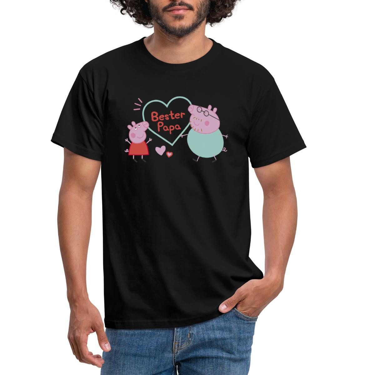 Spreadshirt T-Shirt Peppa Pig Design Bester Papa Mit Peppa & Papa Wutz Männ günstig online kaufen