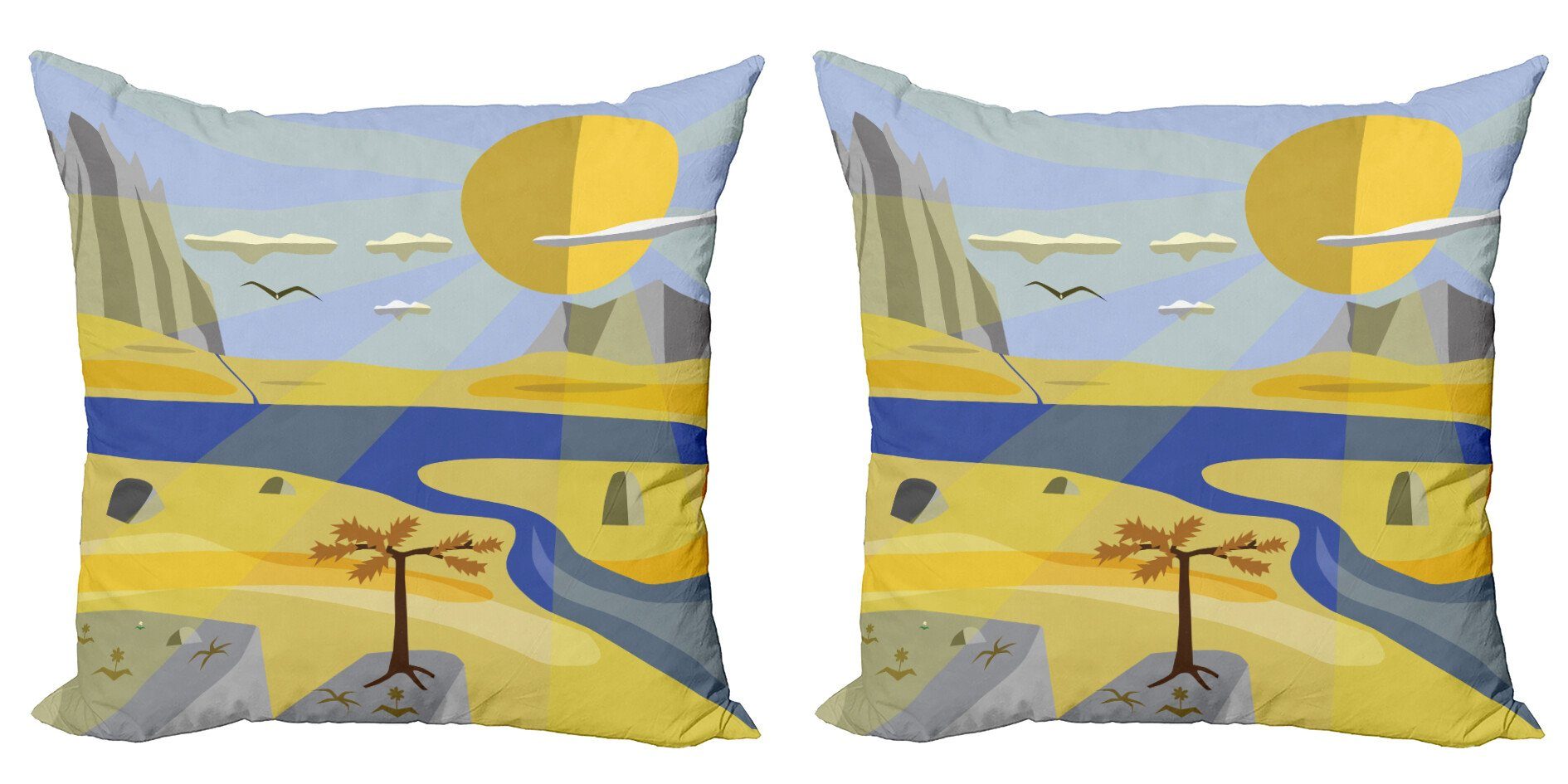 Kissenbezüge Modern Accent Doppelseitiger Digitaldruck, Abakuhaus (2 Stück), Colorado Berg Cartoon-Landschaft