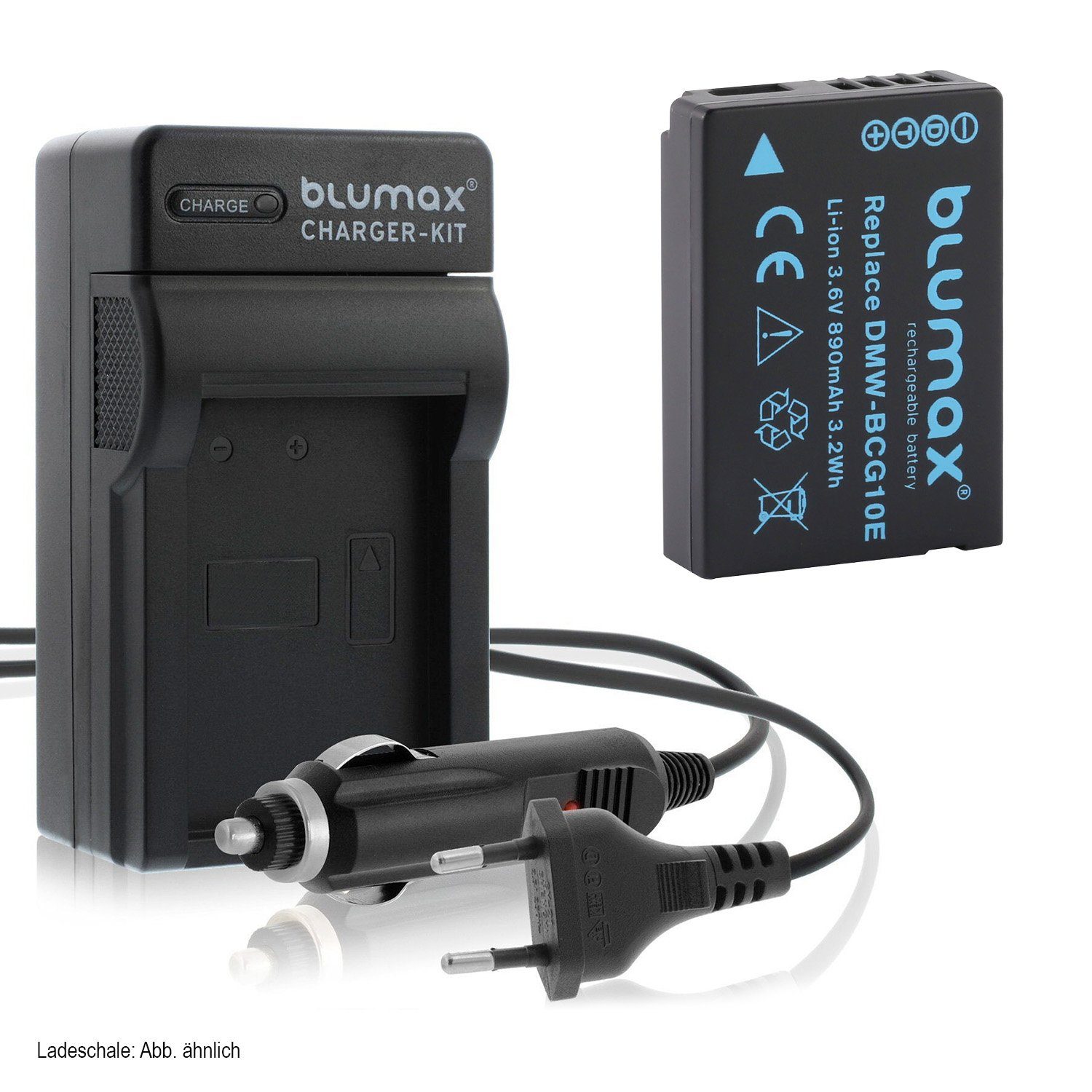mit Kamera-Akku 890 Blumax Set für Panasonic Lader mAh DMW-BCG10E