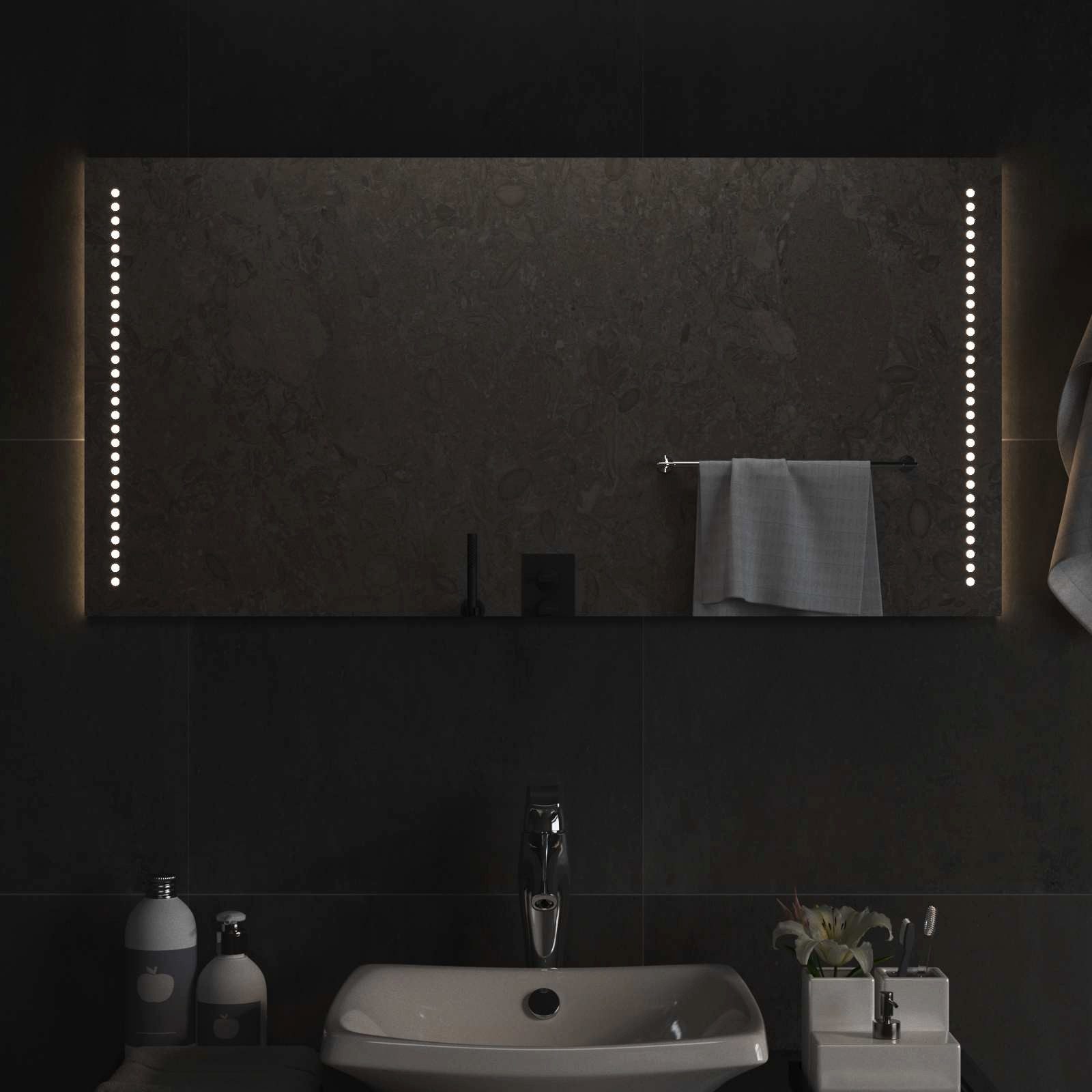 vidaXL Spiegel LED-Badezimmerspiegel Transparent 100 x 50 cm Gehärtetes Glas (1-St)
