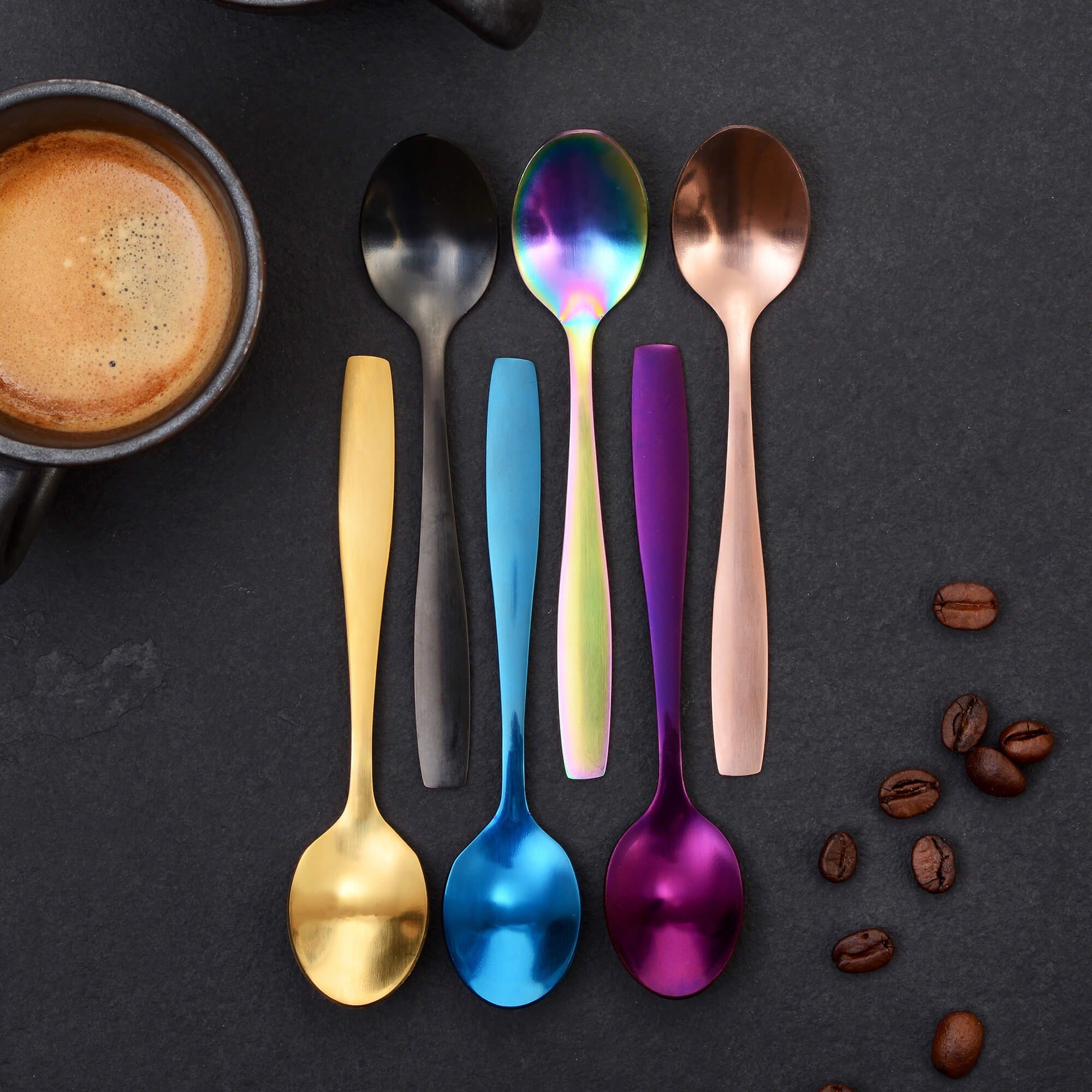 GRÄWE Espressolöffel GRÄWE Espressolöffel, 6 Stück, Edelstahl, Farbenmix, Serie Königstein