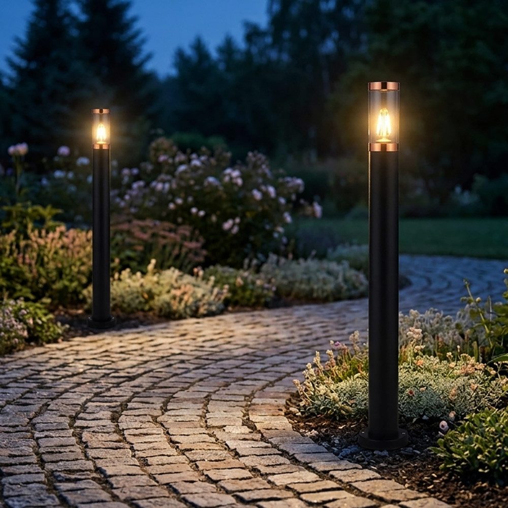 GLOBO LIGHTING Außen-Stehlampe, Leuchtmittel nicht inklusive, Stehleuchte Pollerleuchte Wegeleuchte Gartenlampen schwarz