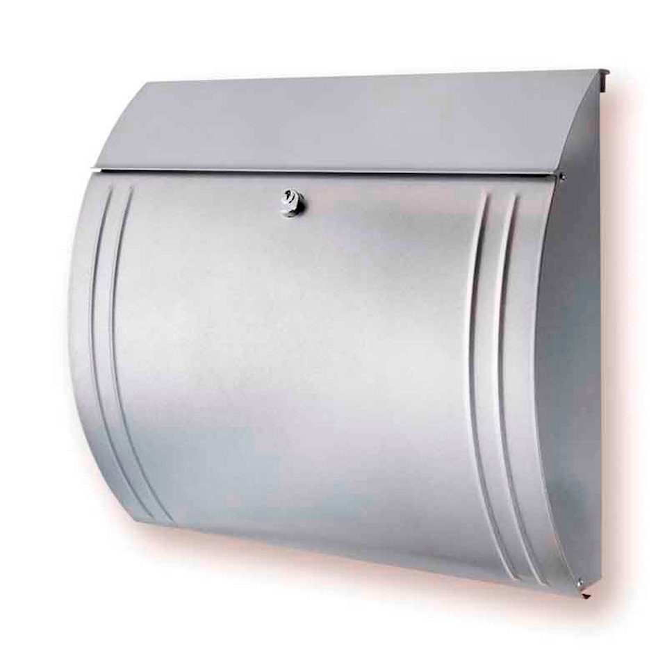 PROREGAL® Wandbriefkasten verzinkten Modena Stahl, 15,3L, Weiß Silber Eleganter aus Briefkasten