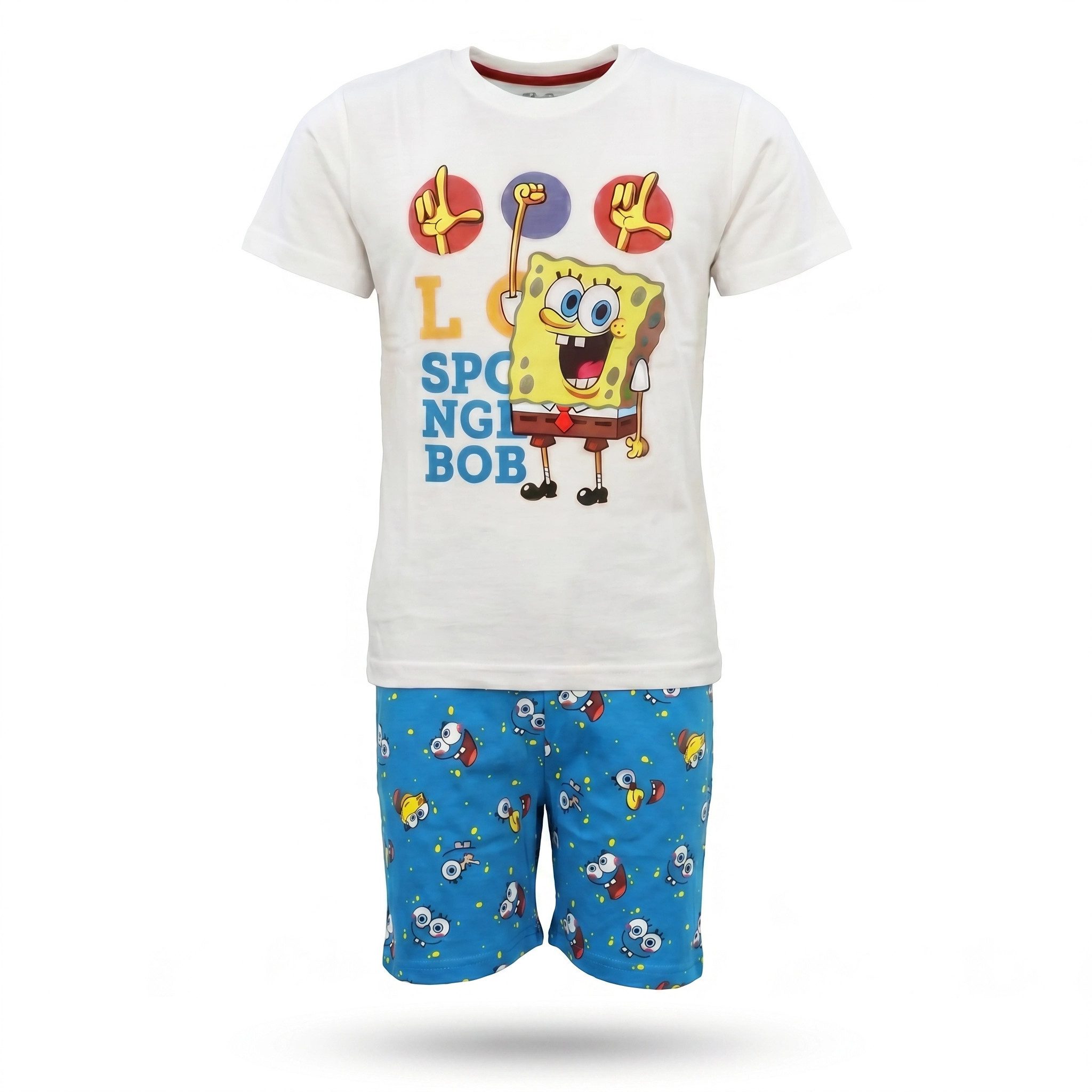 Schlafanzug Spongebob Schwammkopf Kinder Jungen kurzarm Pyjama