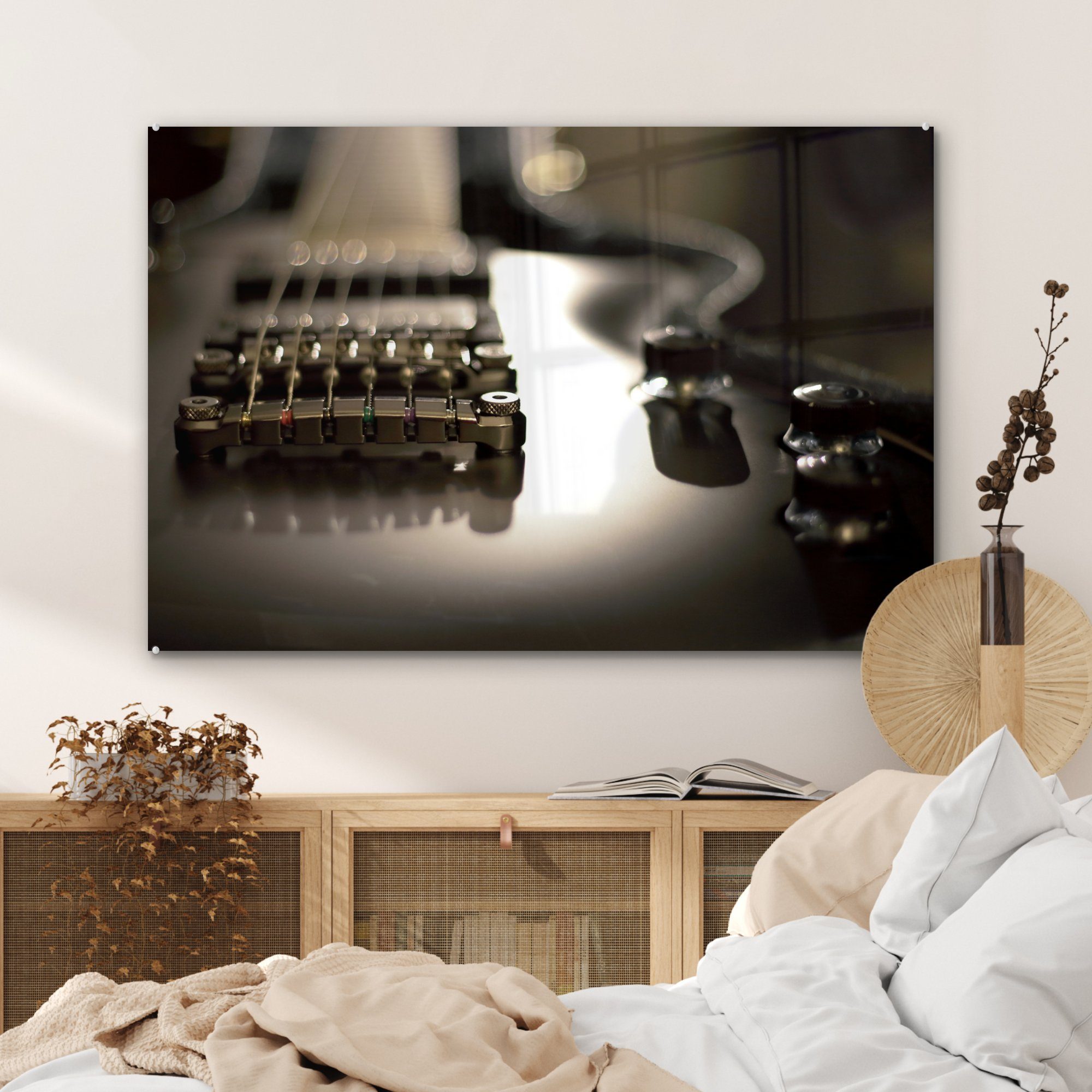 Acrylglasbild Wohnzimmer (1 einer St), & E-Gitarre, Nahaufnahme Schlafzimmer MuchoWow Acrylglasbilder schwarzen