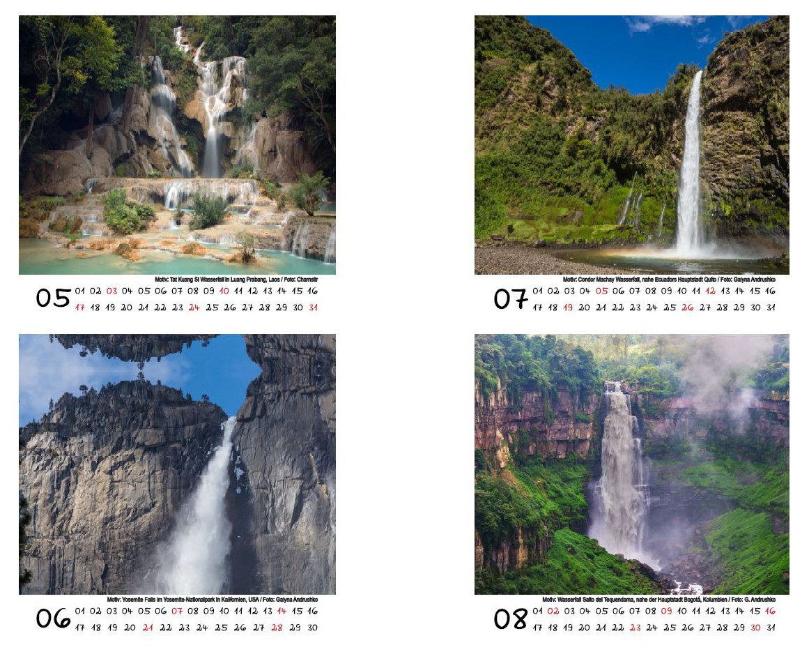 Seelenzauber Tischkalender Wasserfallzauber Tischkalender 10cm x 10cm für 2026 Wasserfall Wasser