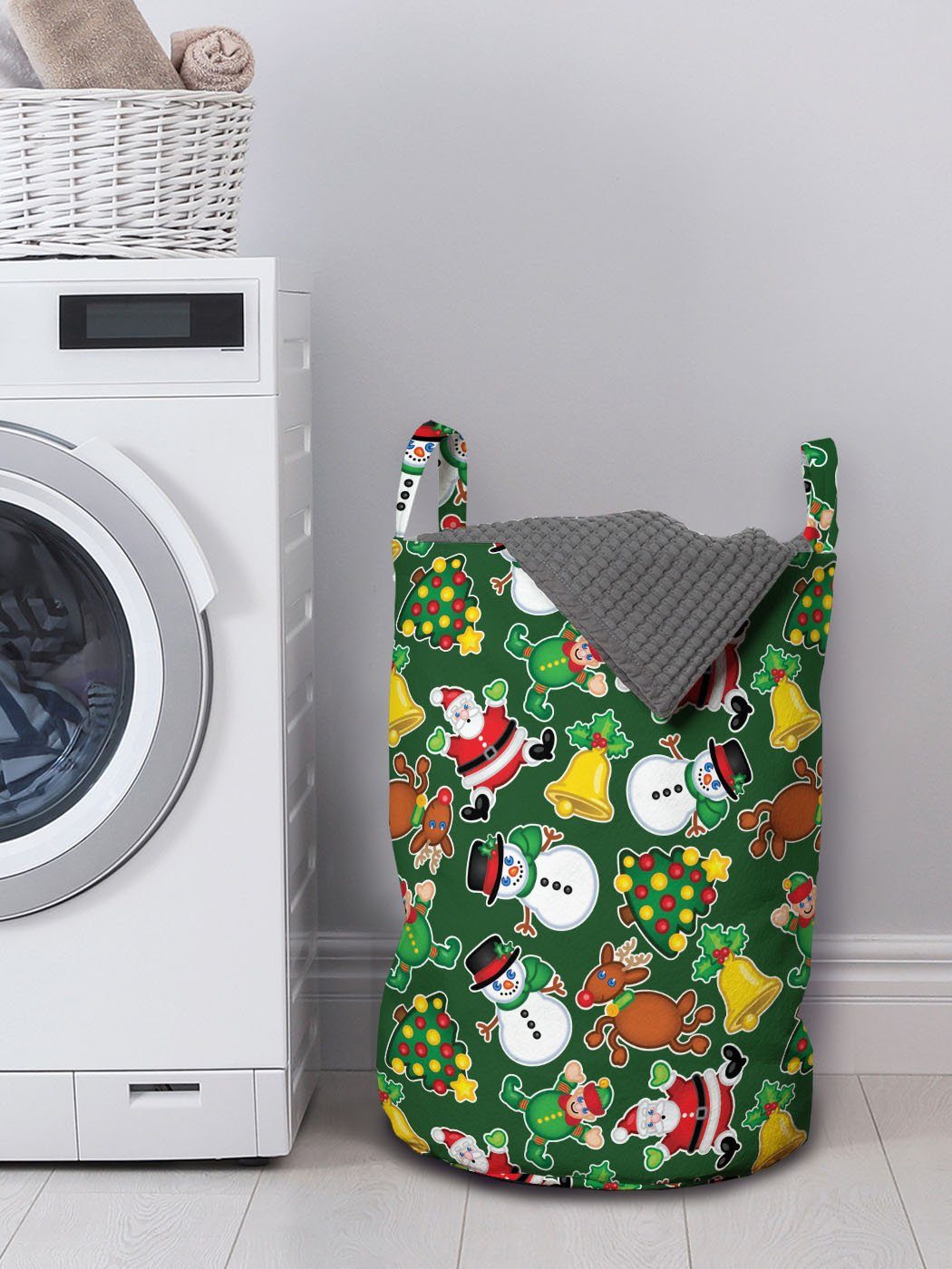 Abakuhaus Wäschesäckchen Wäschekorb mit Griffen Vivid Waschsalons, Weihnachten Kordelzugverschluss Joyous für