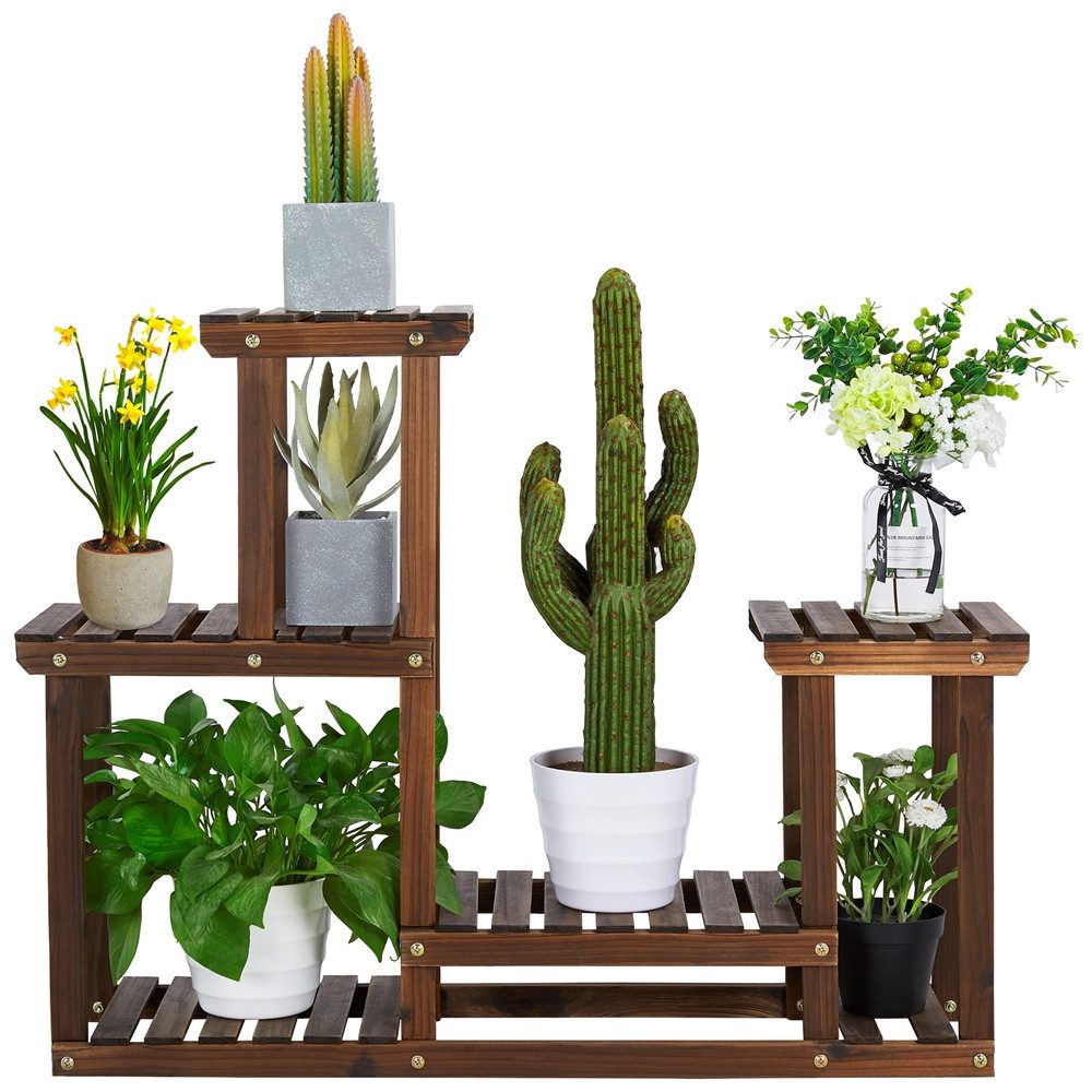 Yaheetech Blumenständer Pflanzenständer 5 Etagen, aus Holz, für Balkon/Garten, 95 × 25 × 73 cm