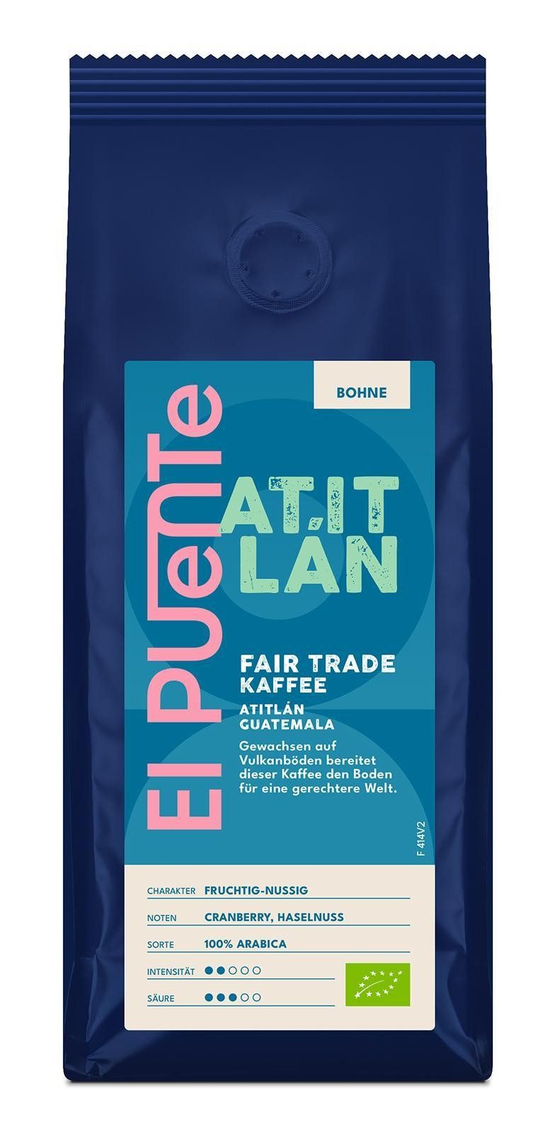 El Puente Kaffee Atitlan - Bio-Kaffeebohnen 250 g, Fair Trade, Vegan, Bio, Handmade