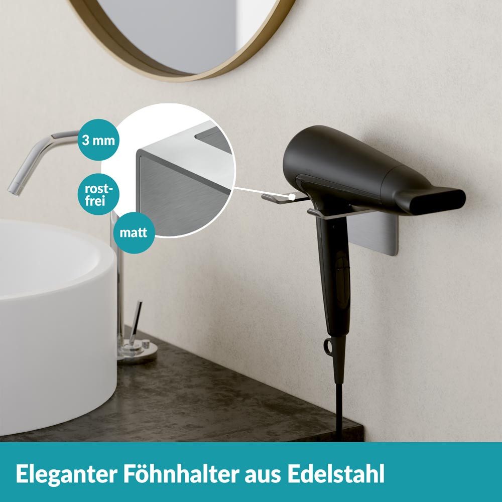 WEISSENSTEIN Haartrocknerhalter Fönhalter ohne Bohren