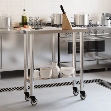 vidaXL Küchenwagen Küchenwagen Küchen-Arbeitstisch mit Rollen 82,5x30x85 cm Edelstahl