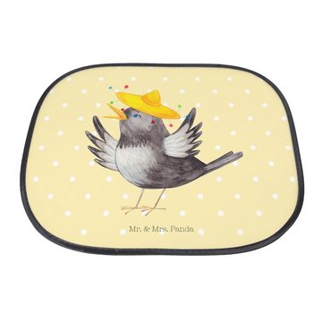 Sonnenschutz Rabe Sombrero - Gelb Pastell - Geschenk, Tiere, Sonnenblende, Vögel, Mr. & Mrs. Panda, Seidenmatt, Einzigartige Motive