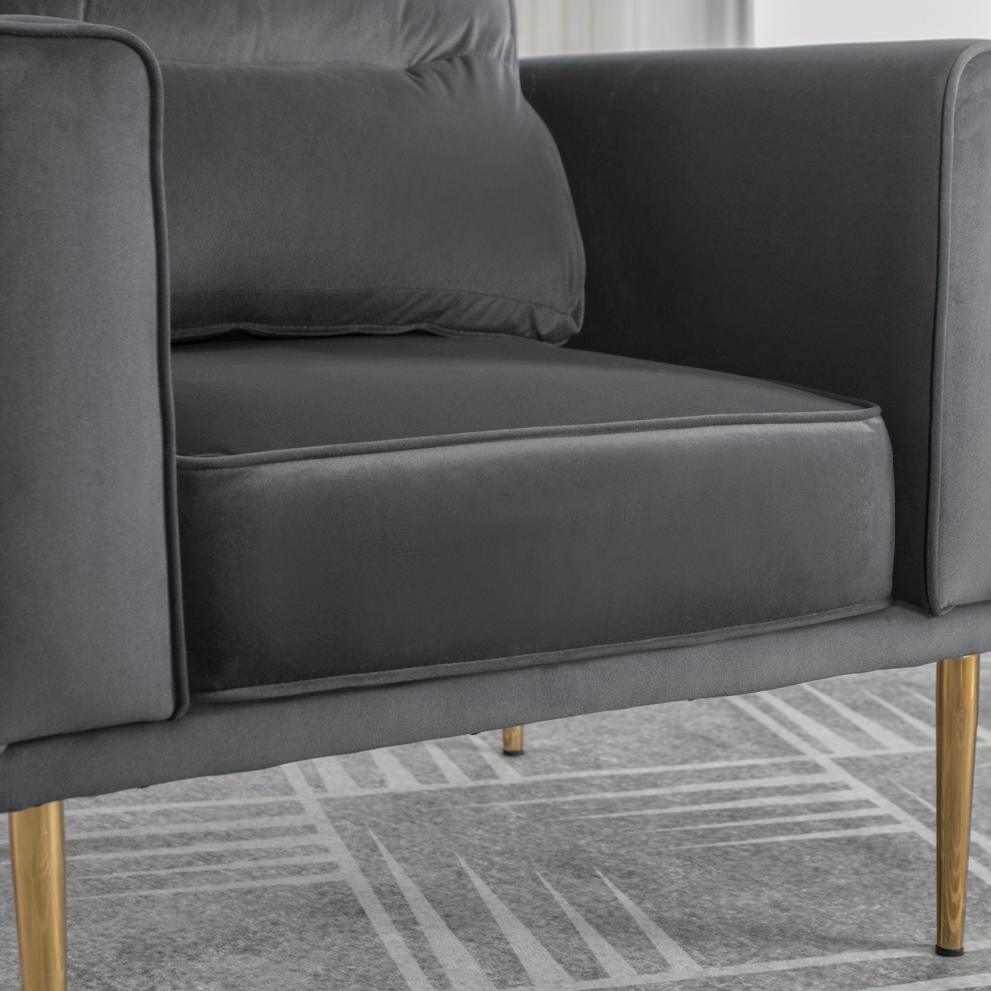 Sitzkissen OKWISH Sessel einfacher Roségold-Metallbeine, mit Polster moderner Sessel und (lässiger Loungesessel, Sessel), grau Samtstuhl Fernsehsessel,