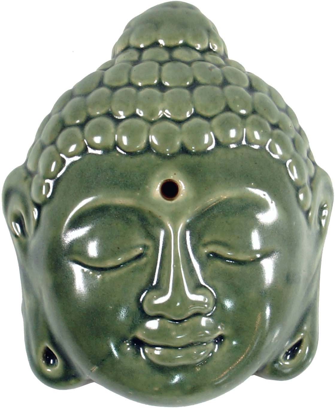 Guru-Shop Räucherstäbchen-Halter Räucherstäbchenhalter aus 13 Modell Buddhakopf.. Keramik