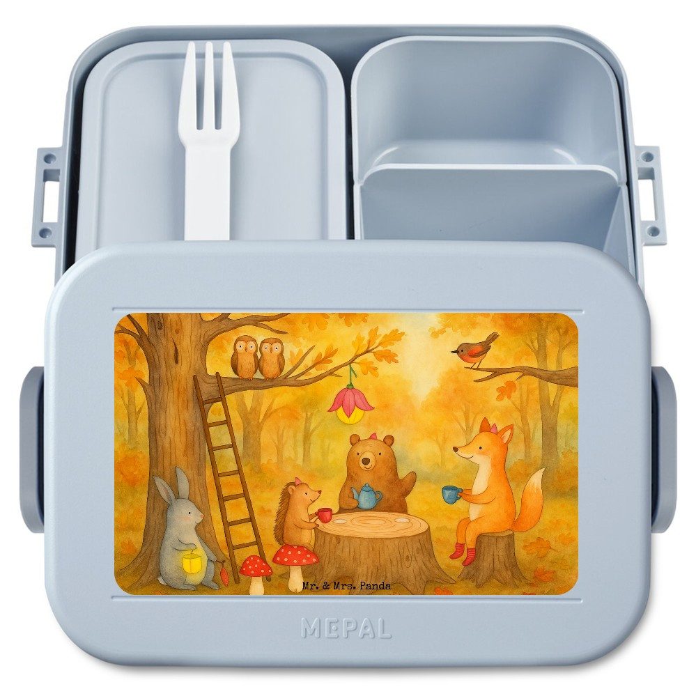 Mr. & Mrs. Panda Butterdose Waldtiere Picknick Design, Bento Box, Blau Pastell, Maus, Essensbehäl, Polypropylen lebensmittelecht, (Packung), Bento-Brotdose Meal Prep Box Lustige Sprüche