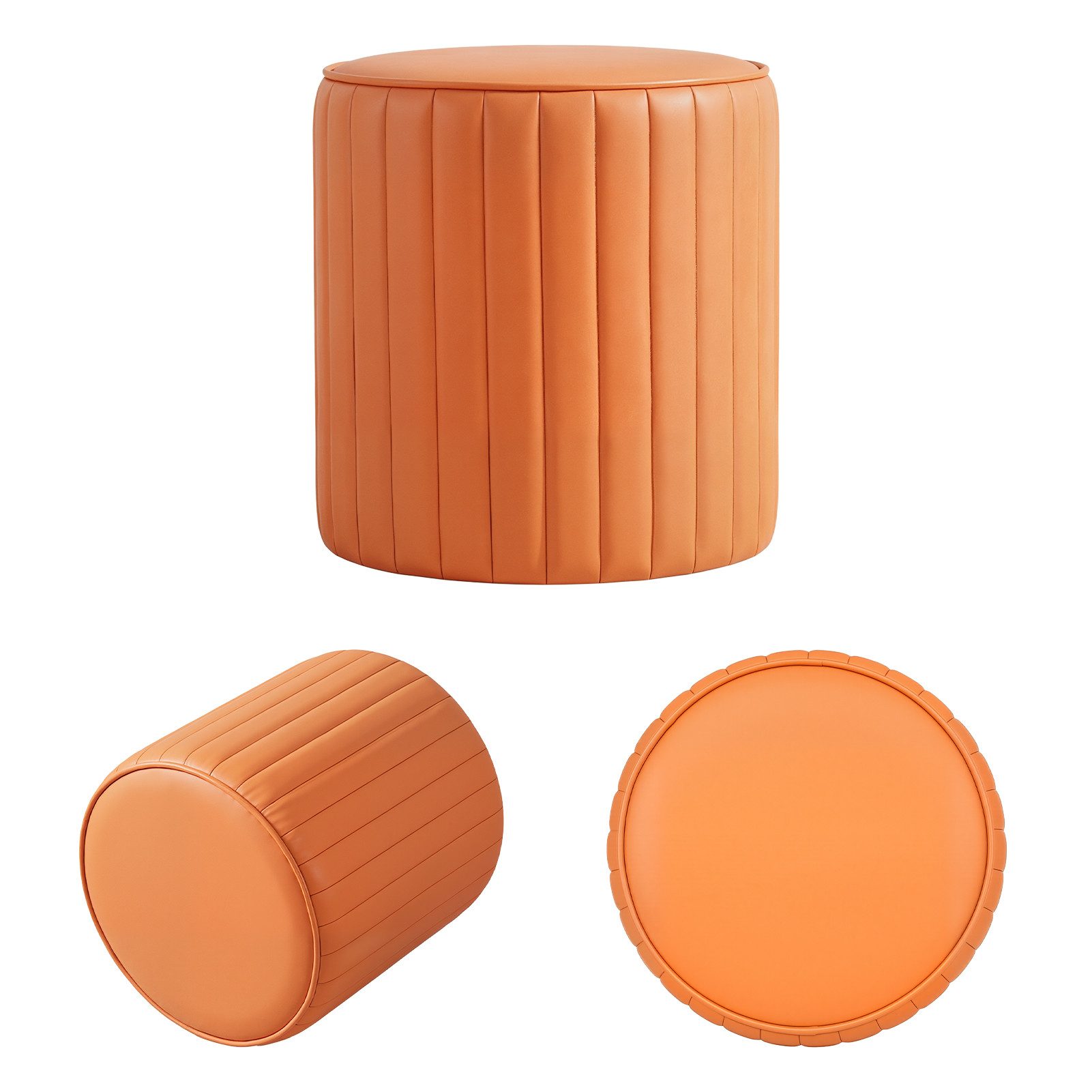 Rutaqian Sitzhocker Kürbis Sitzhocker mit Holzrahmen, gepolsterter Designhocker (Gepolsterter Hocker mit Holzrahmen), Bequemer Wohnhocker aus Schaumstoff, sofort einsatzbereit