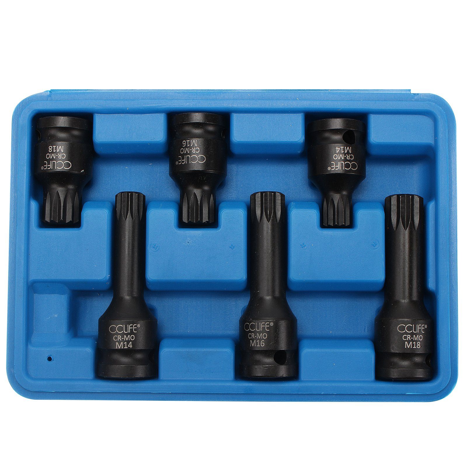 CCLIFE Steckschlüssel 1/2" XZN Satz Innen Vielzahn Schlagnuss Stecknüsse Nüsse Spline Bit