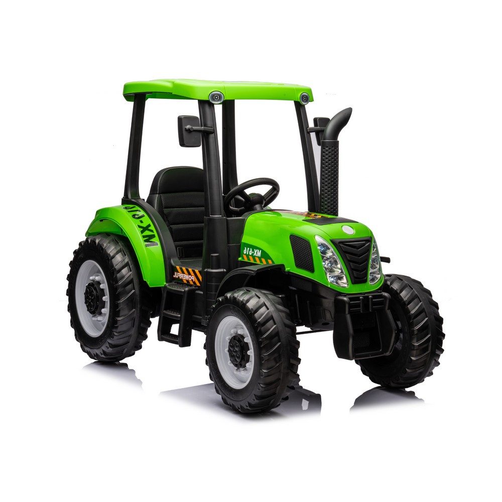 LEAN TOYS Elektro-Kindertraktor Aufsitztrecker Kinderfahrzeug Spielzeugschlepper, (1-tlg), 24V Antrieb, LED-Scheinwerfer, Schutzdach, Breitreifen