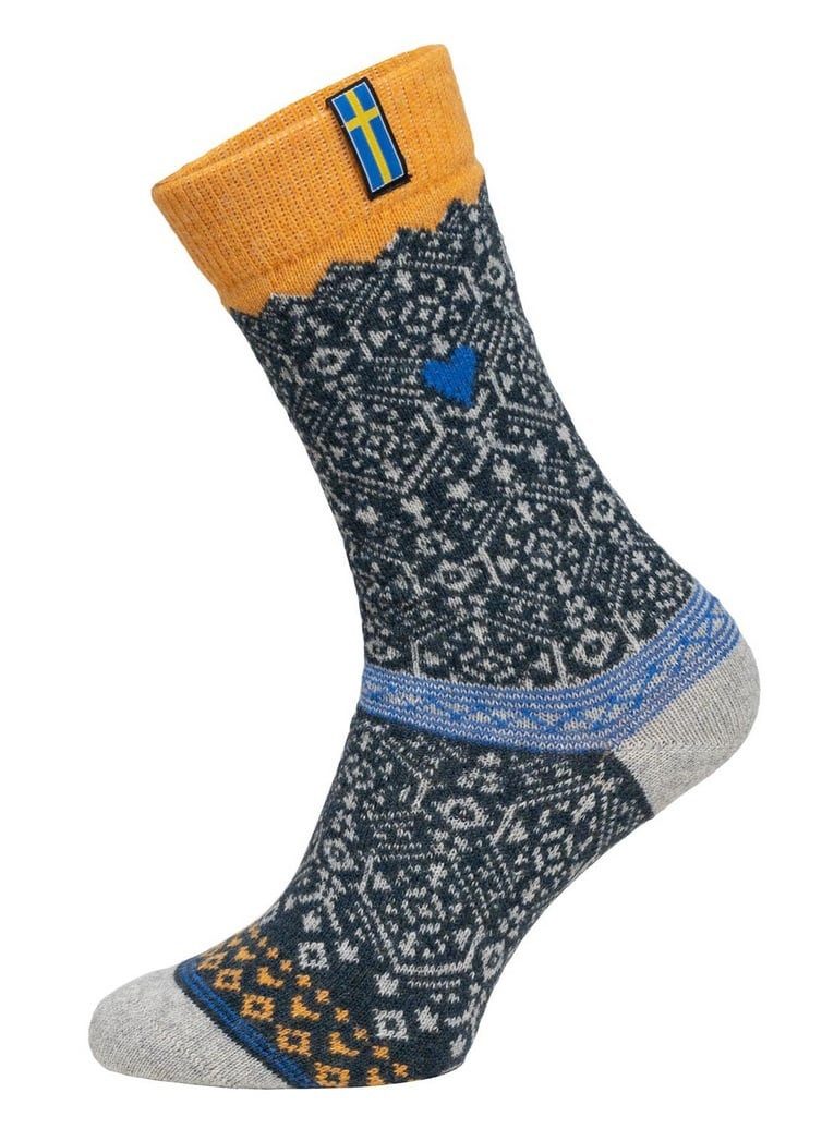 HomeOfSocks Socken Wollsocke Skandinavisch Sweden navyblau/orange - 1 Paar