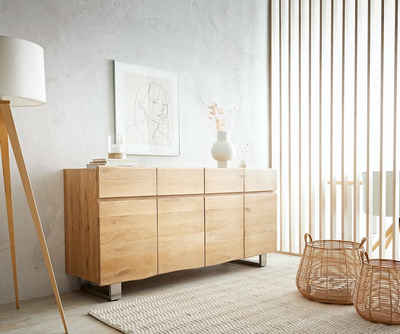 DELIFE Sideboard Live-Edge, 170 cm Eiche 4 Türen 4 Schübe Sideboard