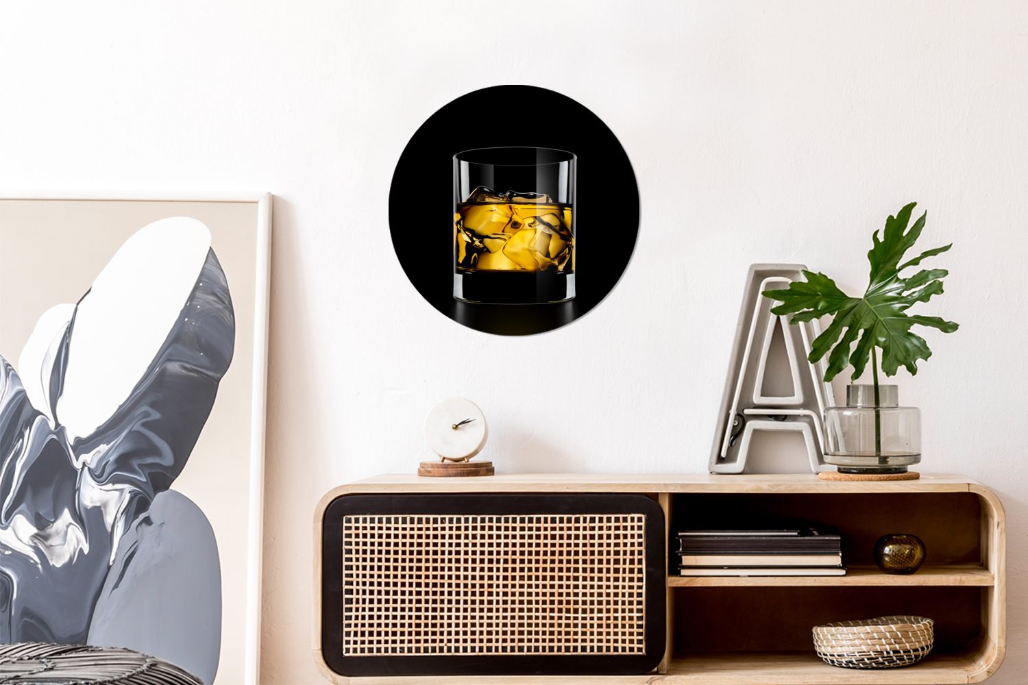 Rund, (1 Glas Wohnzimmer Tapetenkreis Tapetenaufkleber, mit MuchoWow Whisky für Kinderzimmer, St), Wandsticker