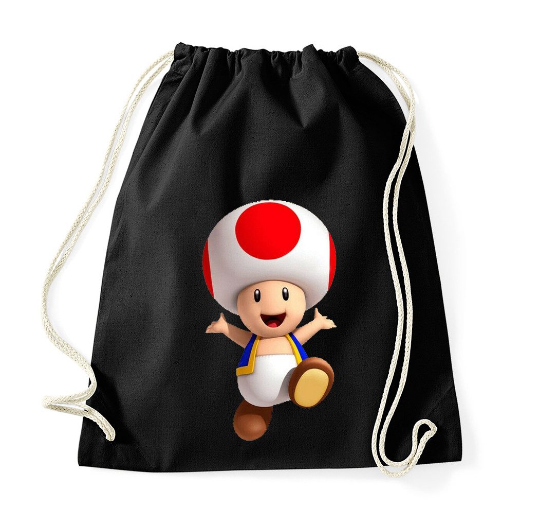 Blondie & Brownie Turnbeutel Toad2 Turnbeutel Gamer Motiv Retro Sportbeutel Freizeit Tasche (1-teilig, Einzelartikel), Toad2_Beutel_RetroGamer_Sportbag