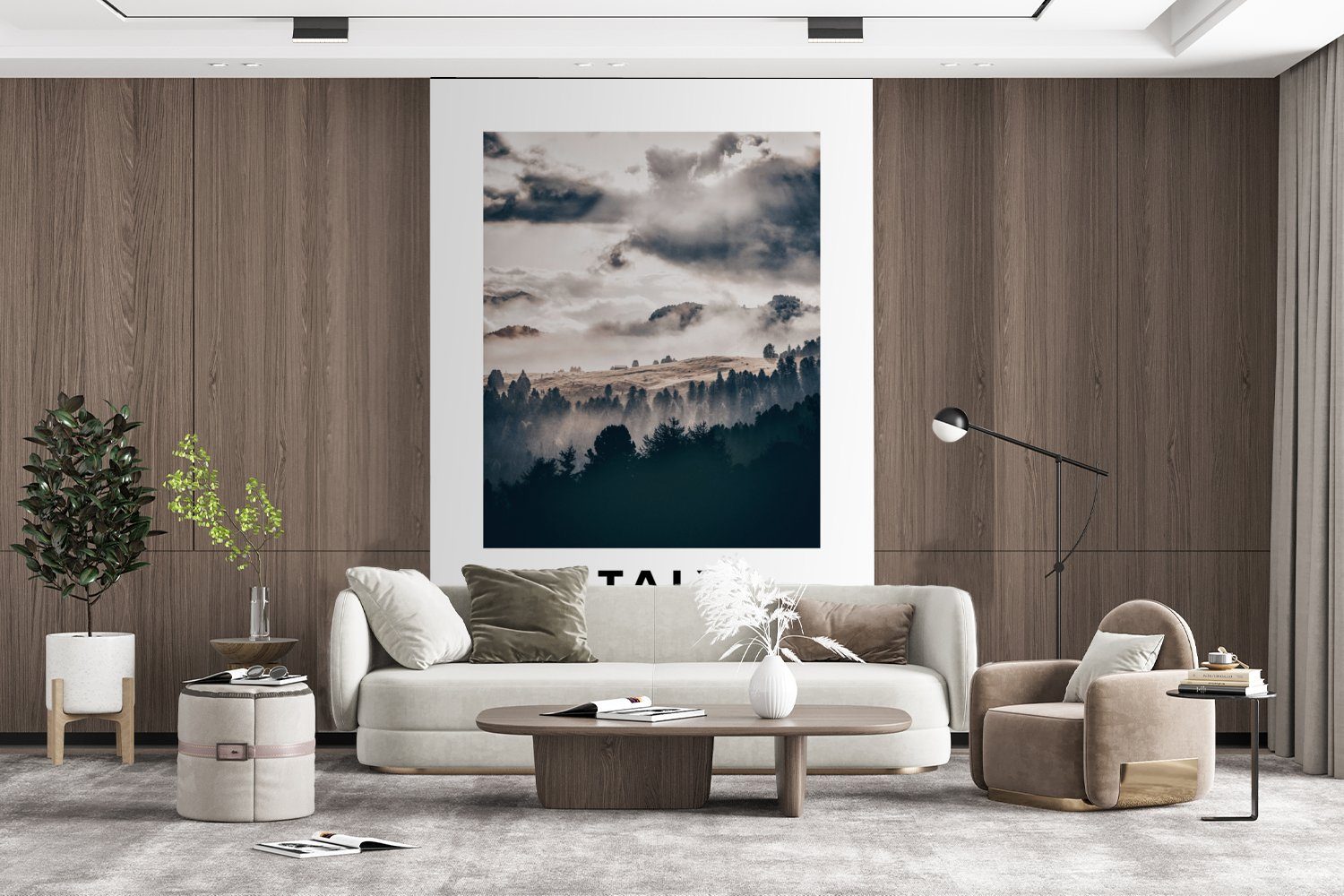 St), für Wald - bedruckt, - MuchoWow - Wohnzimmer, Montagefertig Tapete Nebel, Fototapete Italien Matt, (3 Dolomiten Vinyl Wandtapete